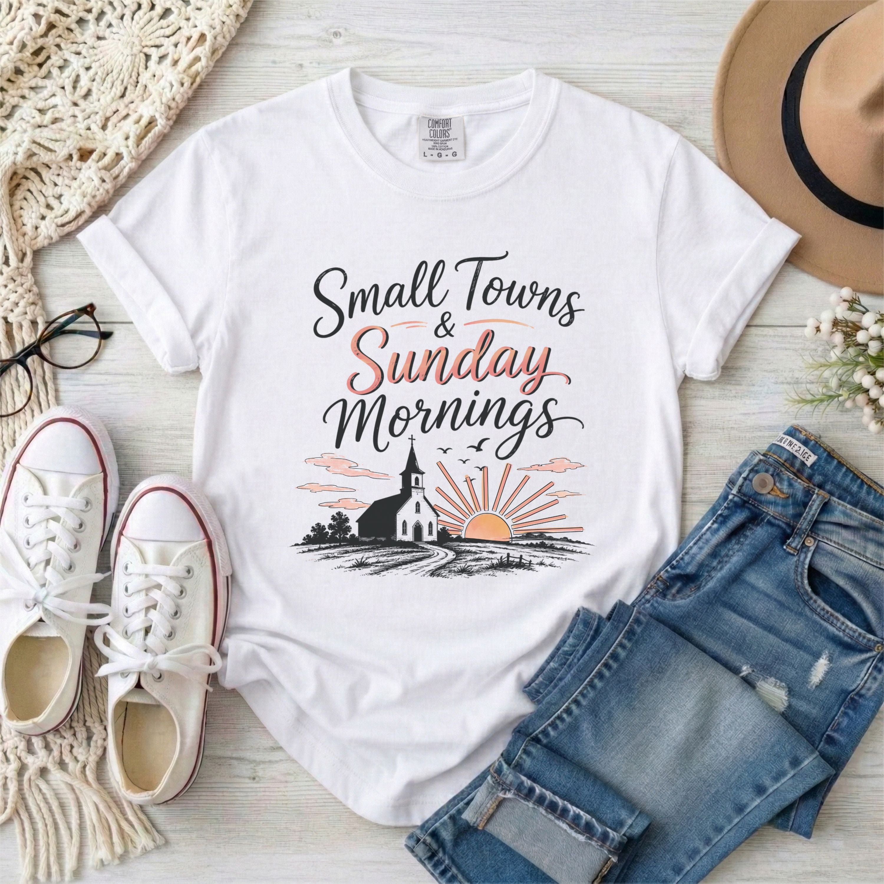 Small Towns & Sunday Mornings Christian T-shirt