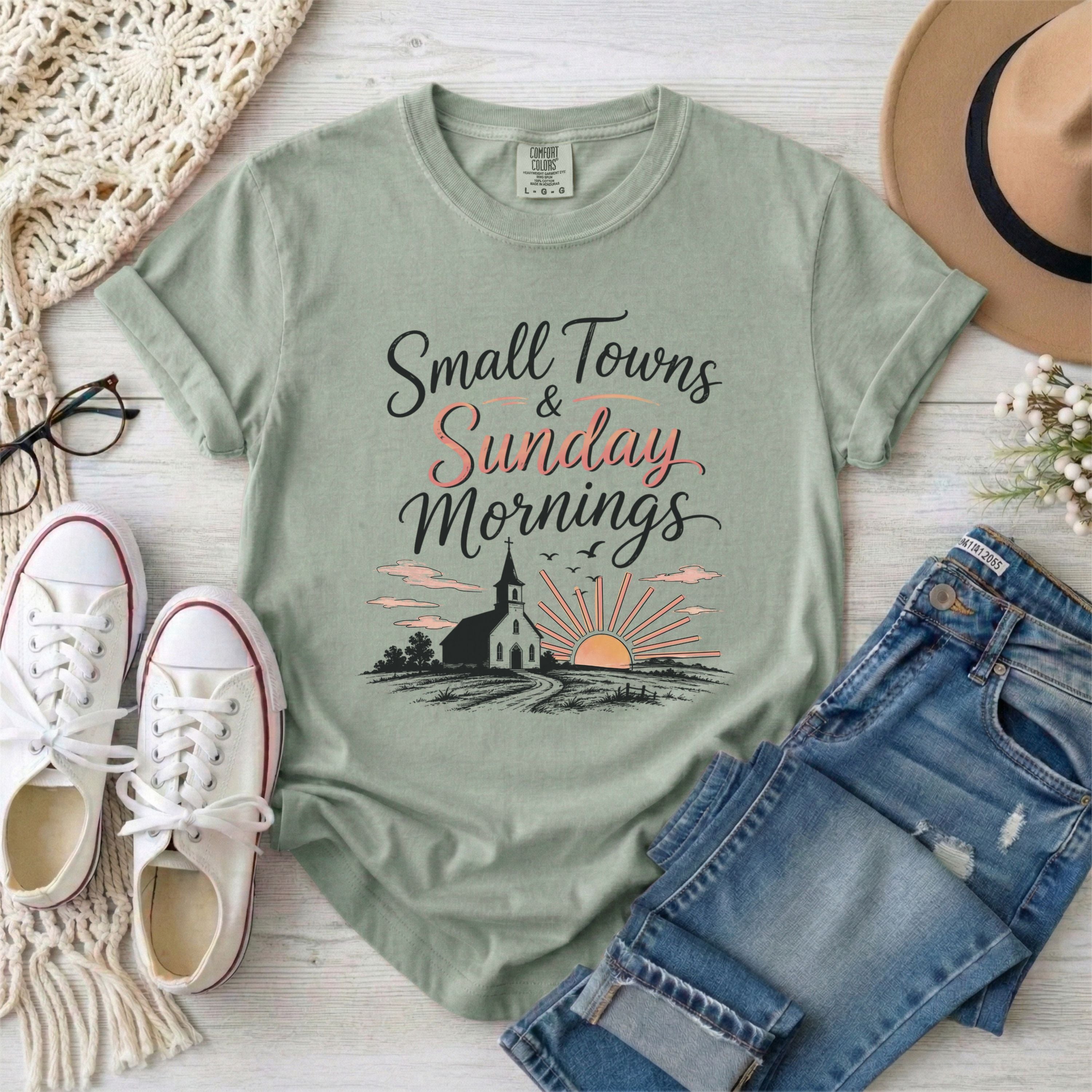 Small Towns & Sunday Mornings Christian T-shirt
