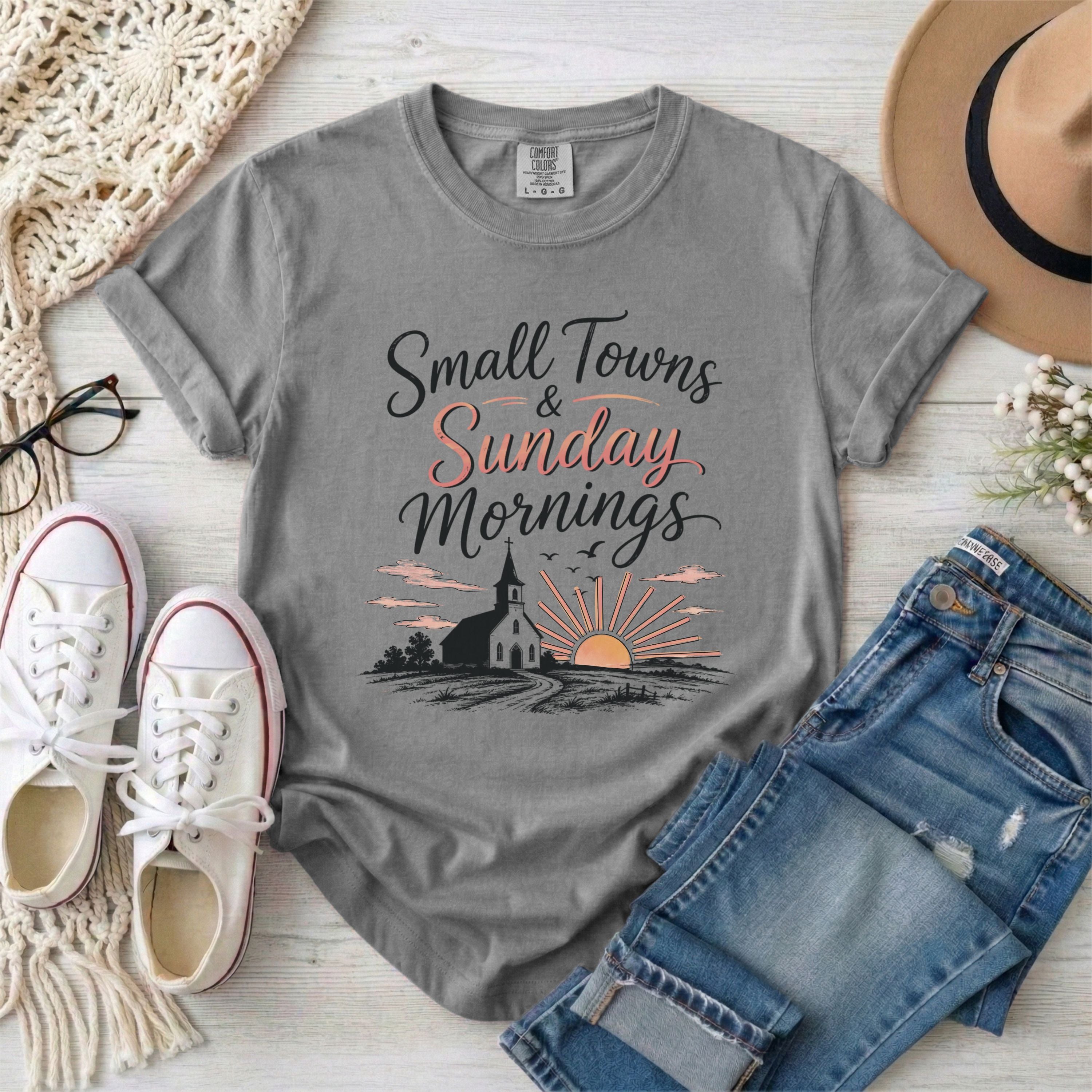 Small Towns & Sunday Mornings Christian T-shirt