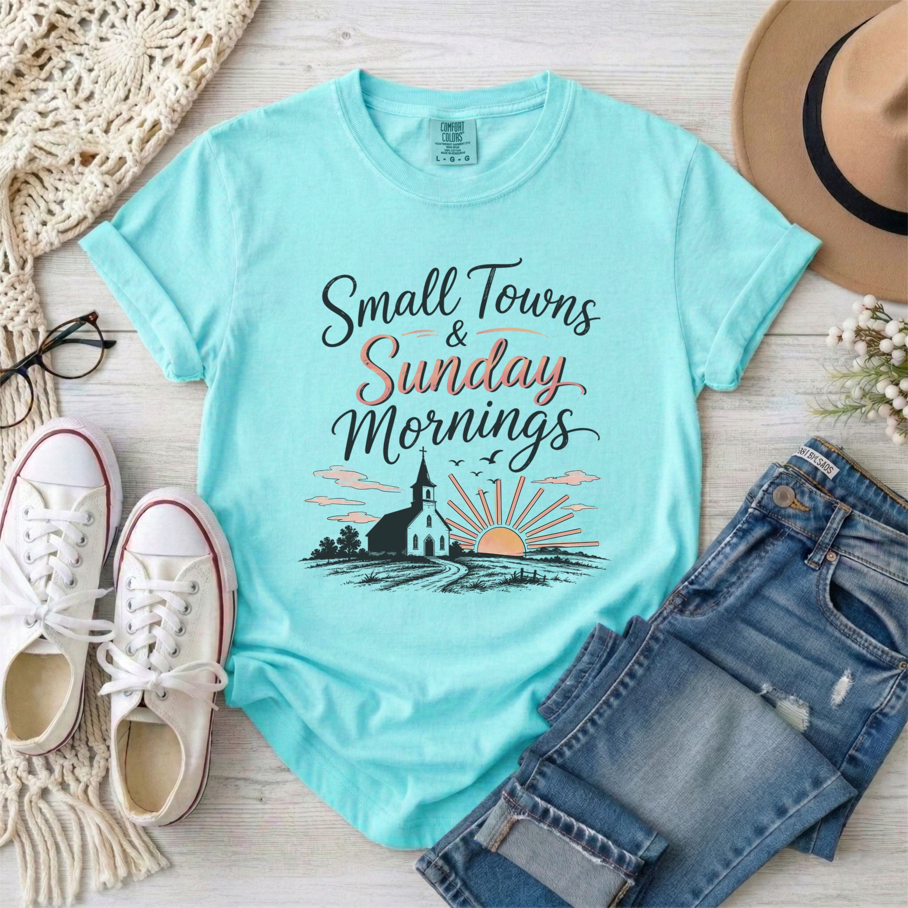Small Towns & Sunday Mornings Christian T-shirt