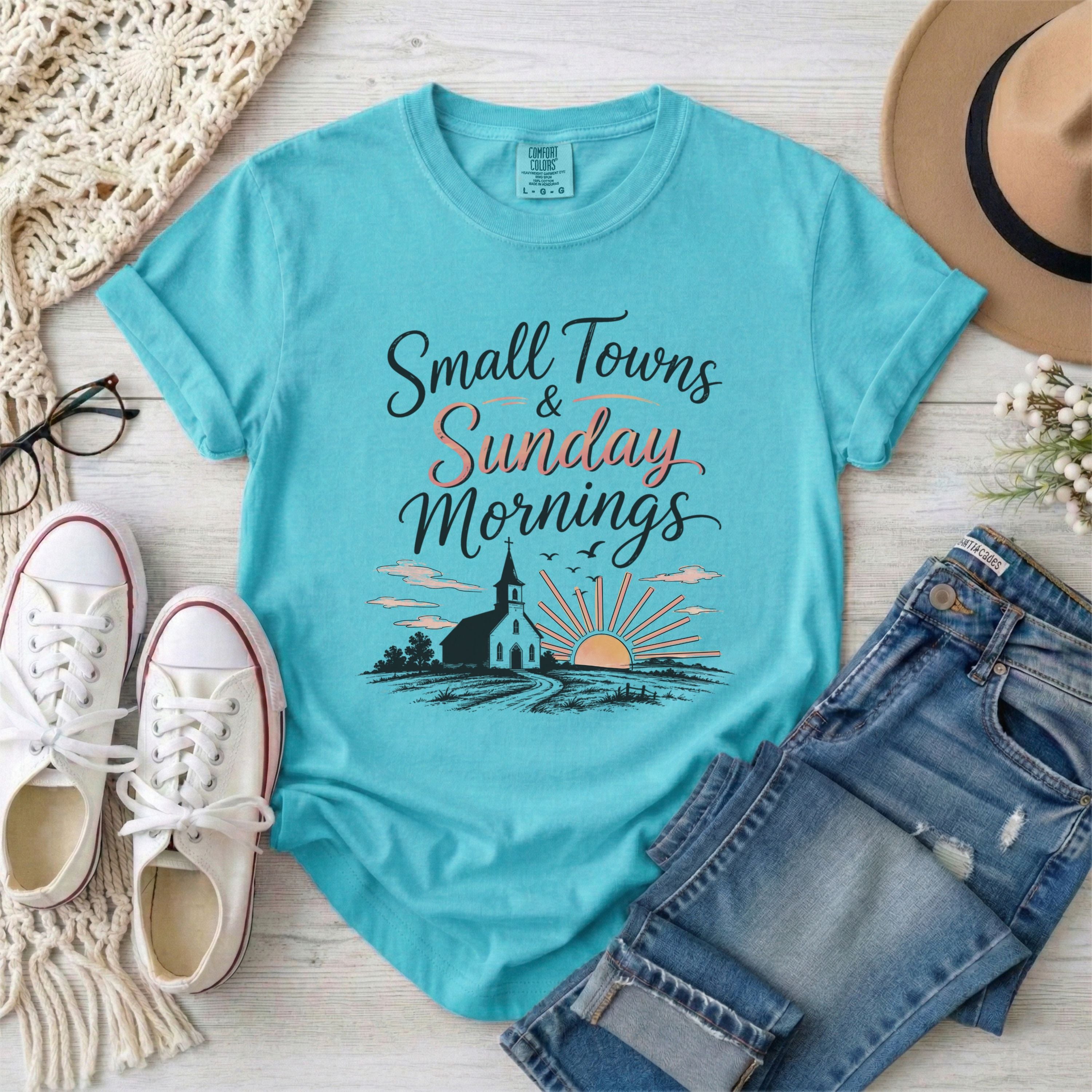 Small Towns & Sunday Mornings Christian T-shirt