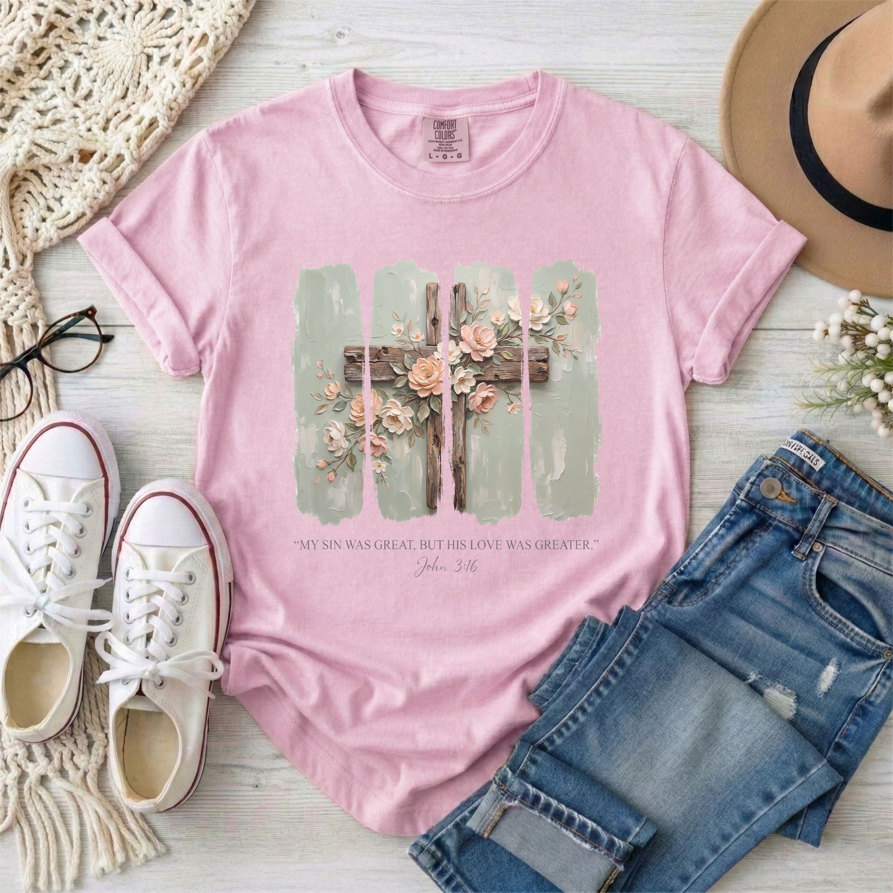 My Sin Was Great But His Love Was Greater, John 3:16 T-Shirt