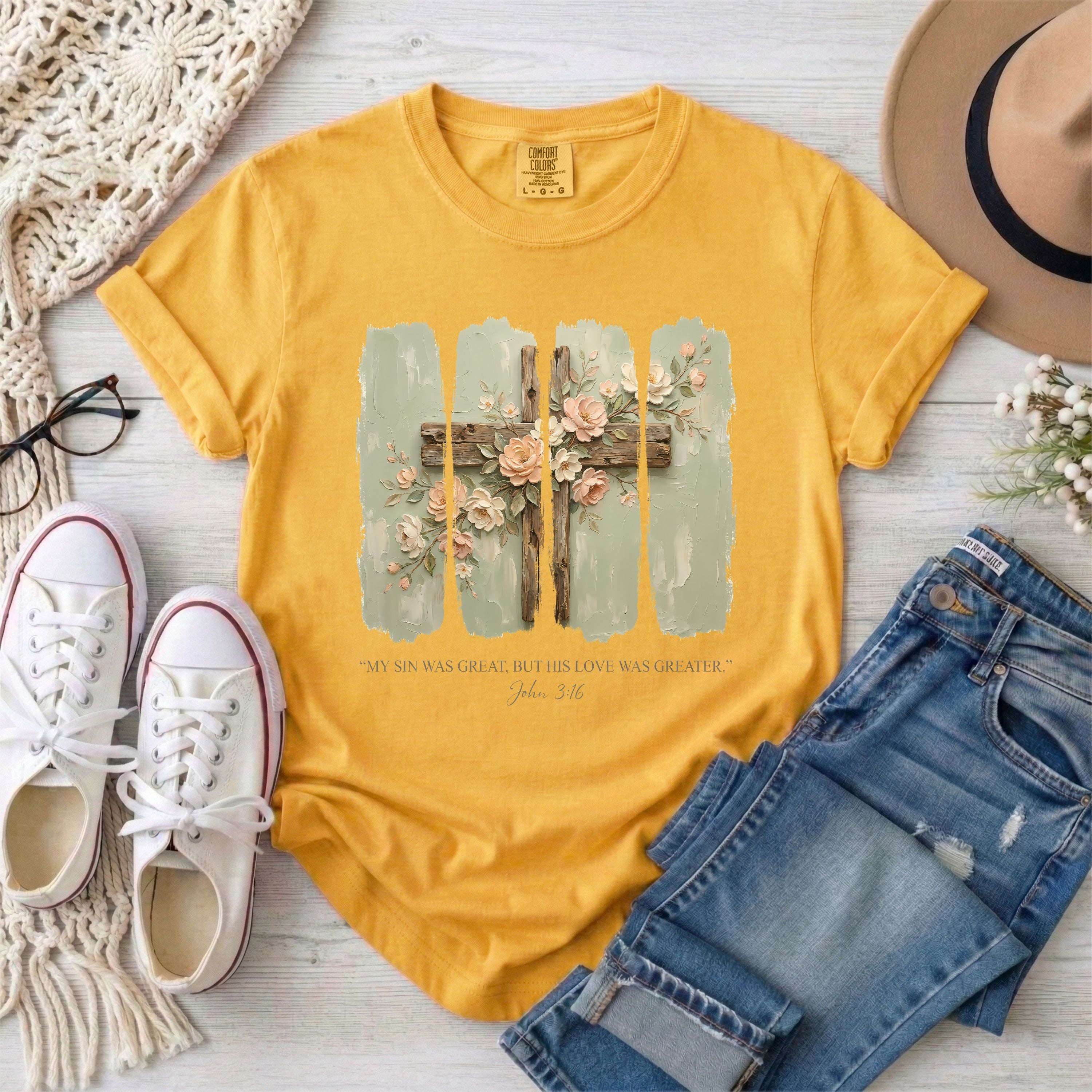 My Sin Was Great But His Love Was Greater, John 3:16 T-Shirt