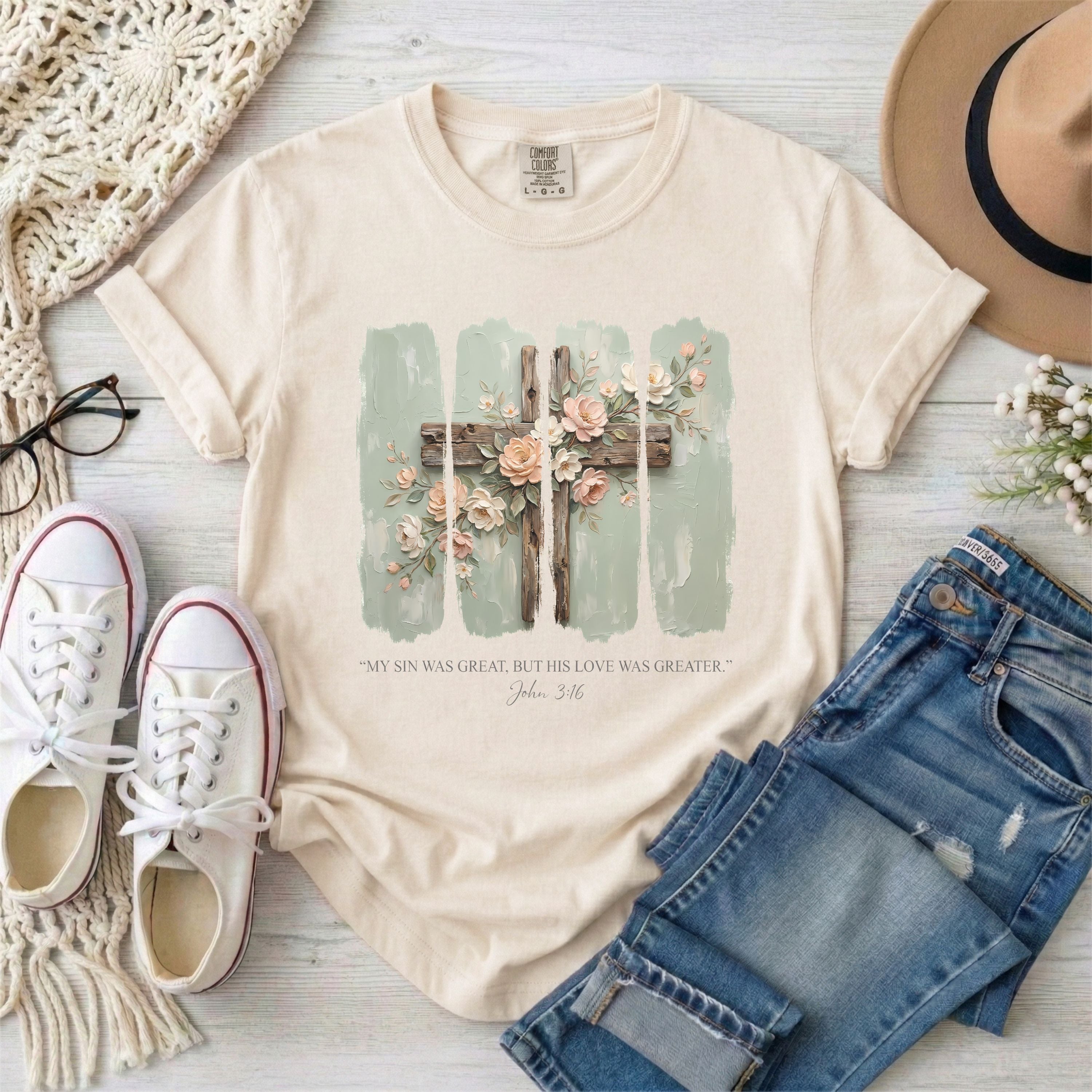 My Sin Was Great But His Love Was Greater, John 3:16 T-Shirt