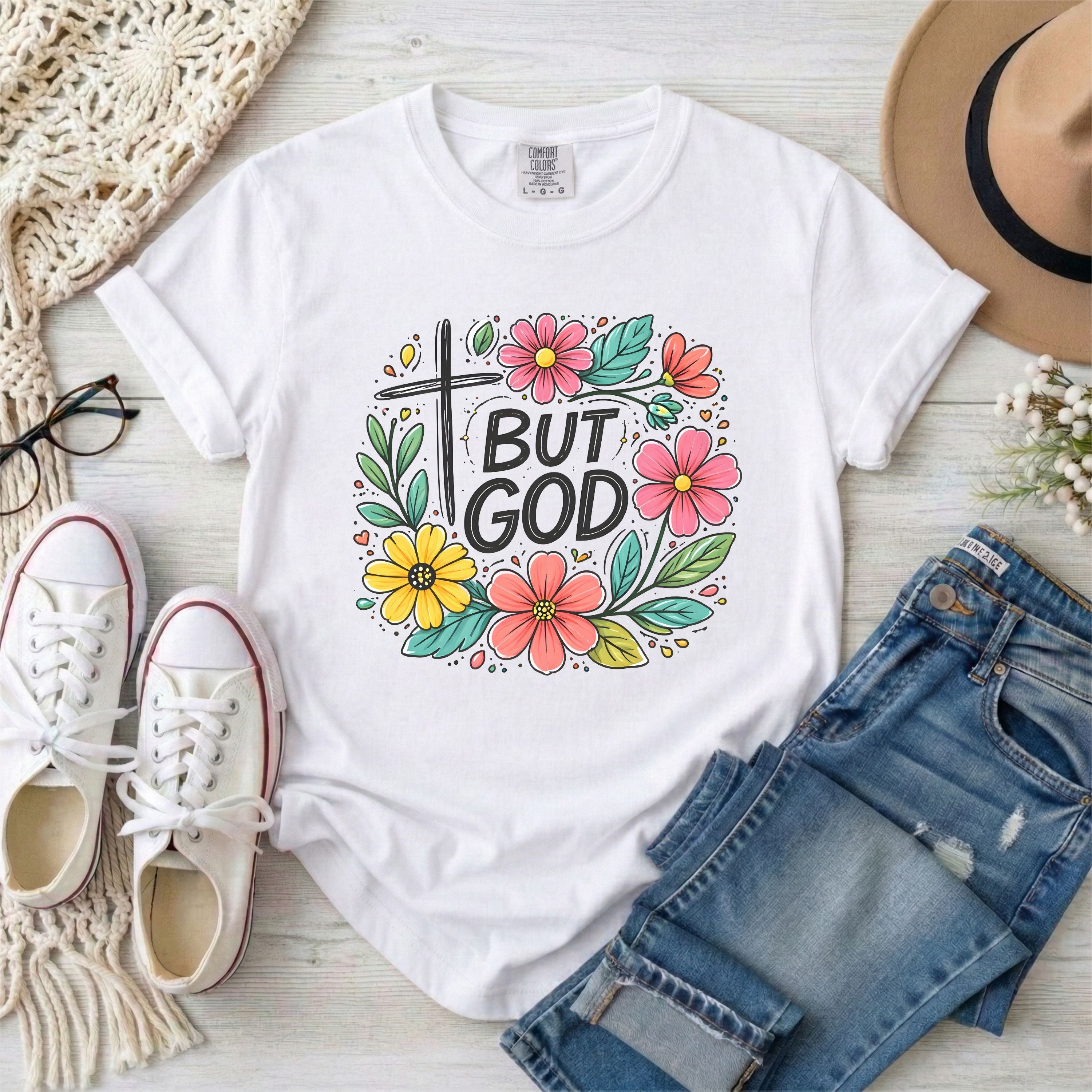But God Christian Floral T-Shirt