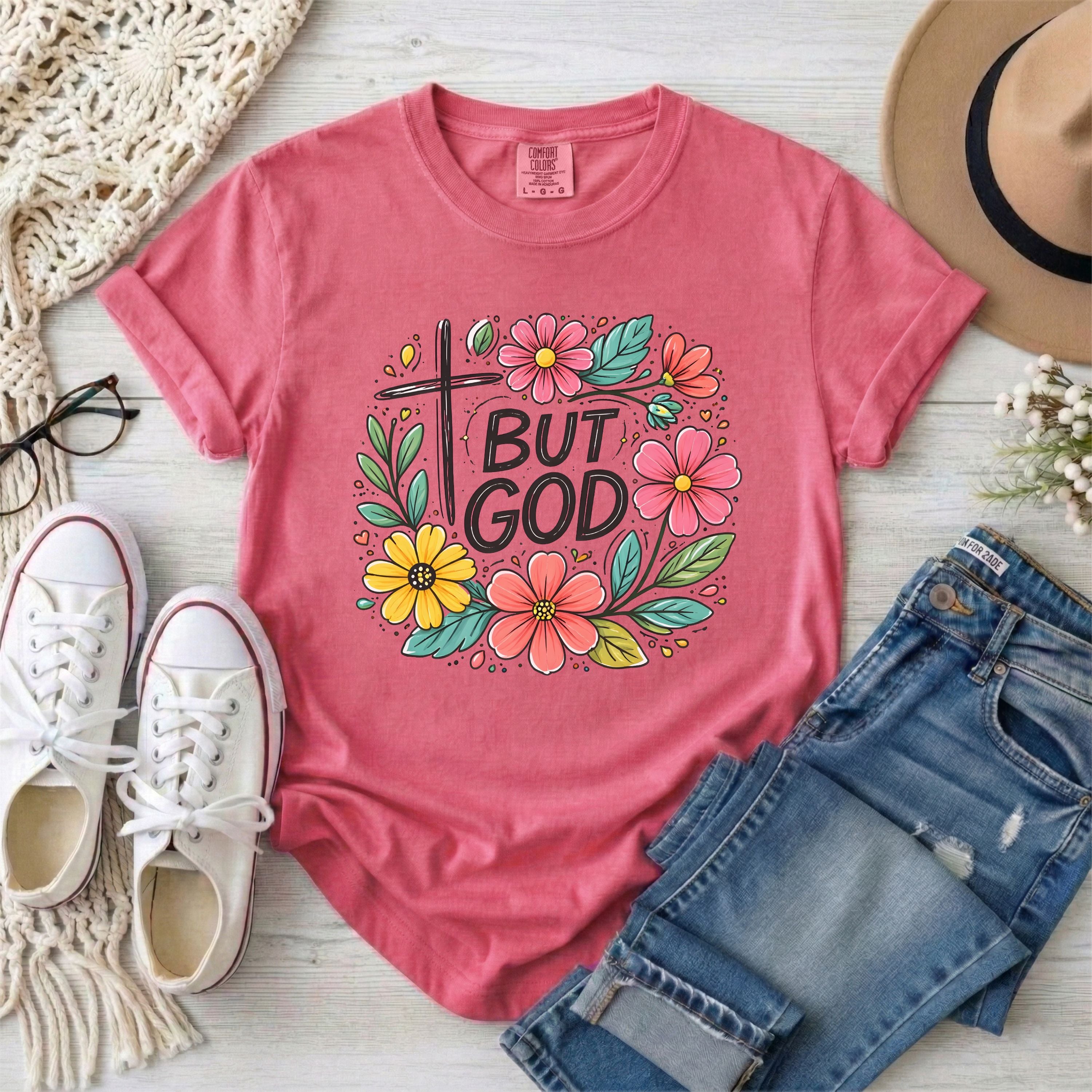 But God Christian Floral T-Shirt