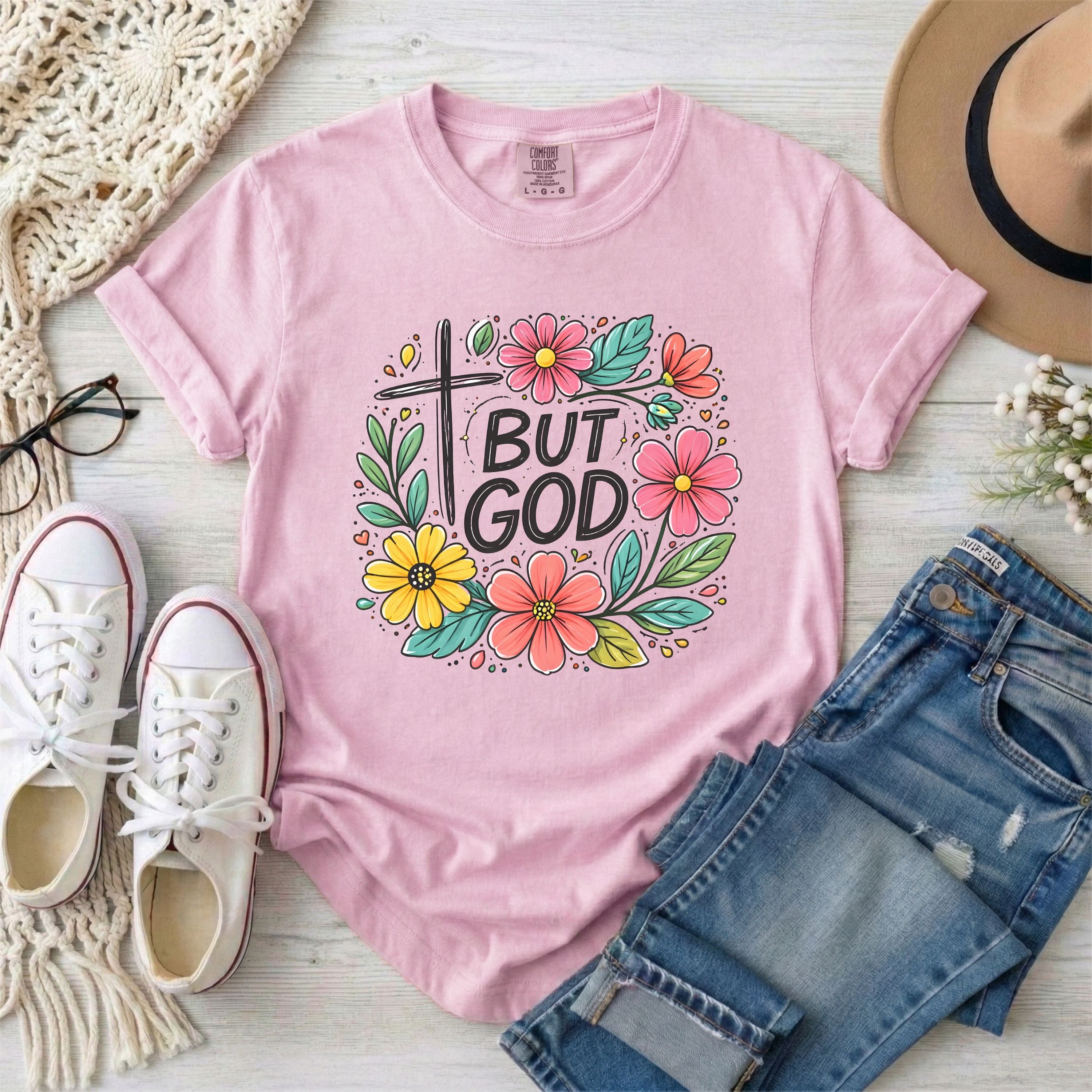 But God Christian Floral T-Shirt