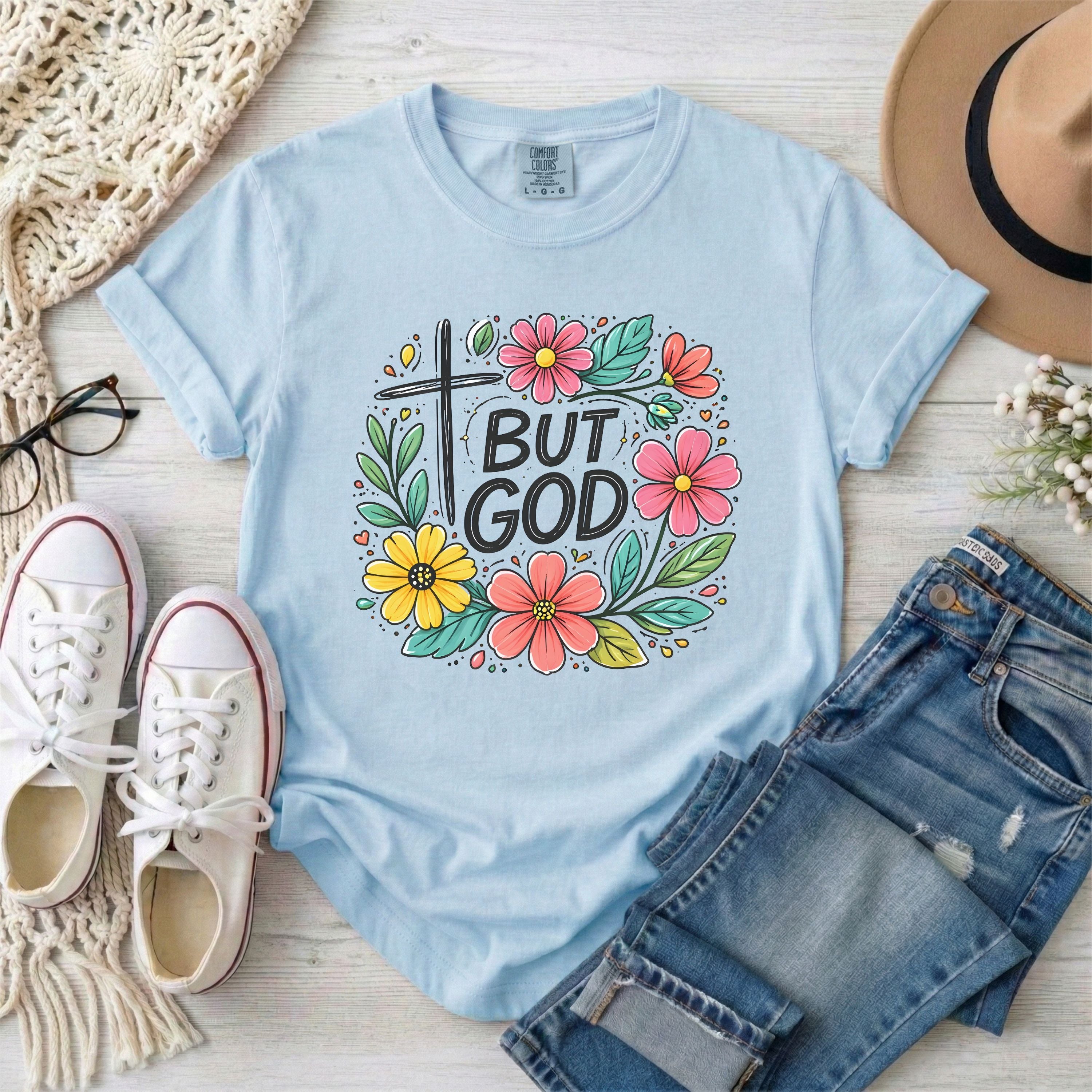 But God Christian Floral T-Shirt