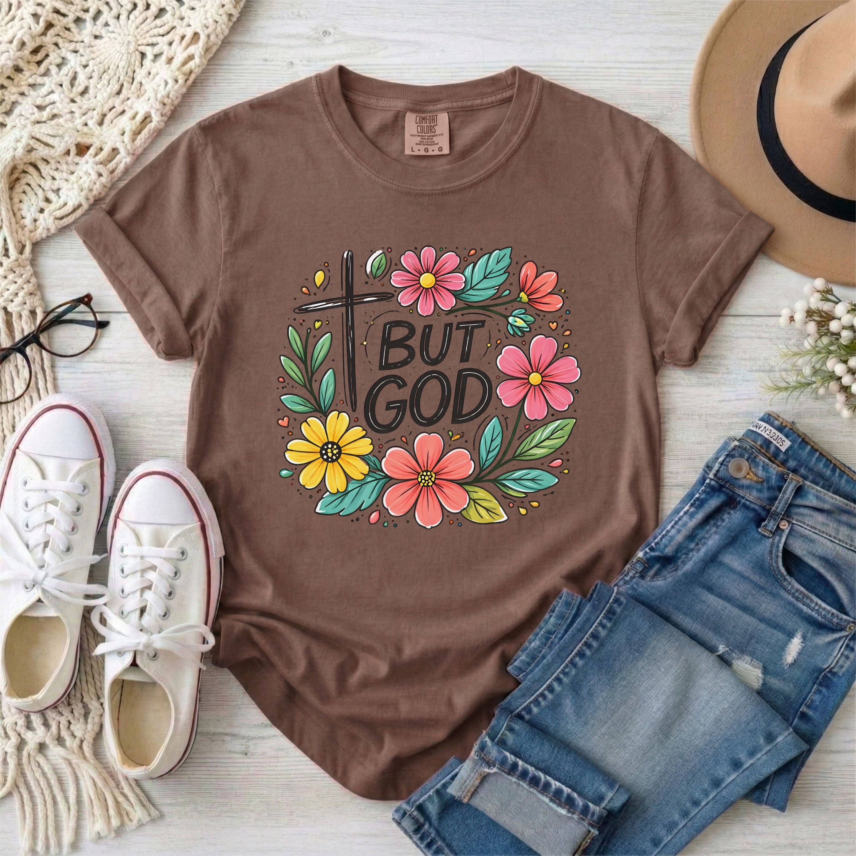 But God Christian Floral T-Shirt