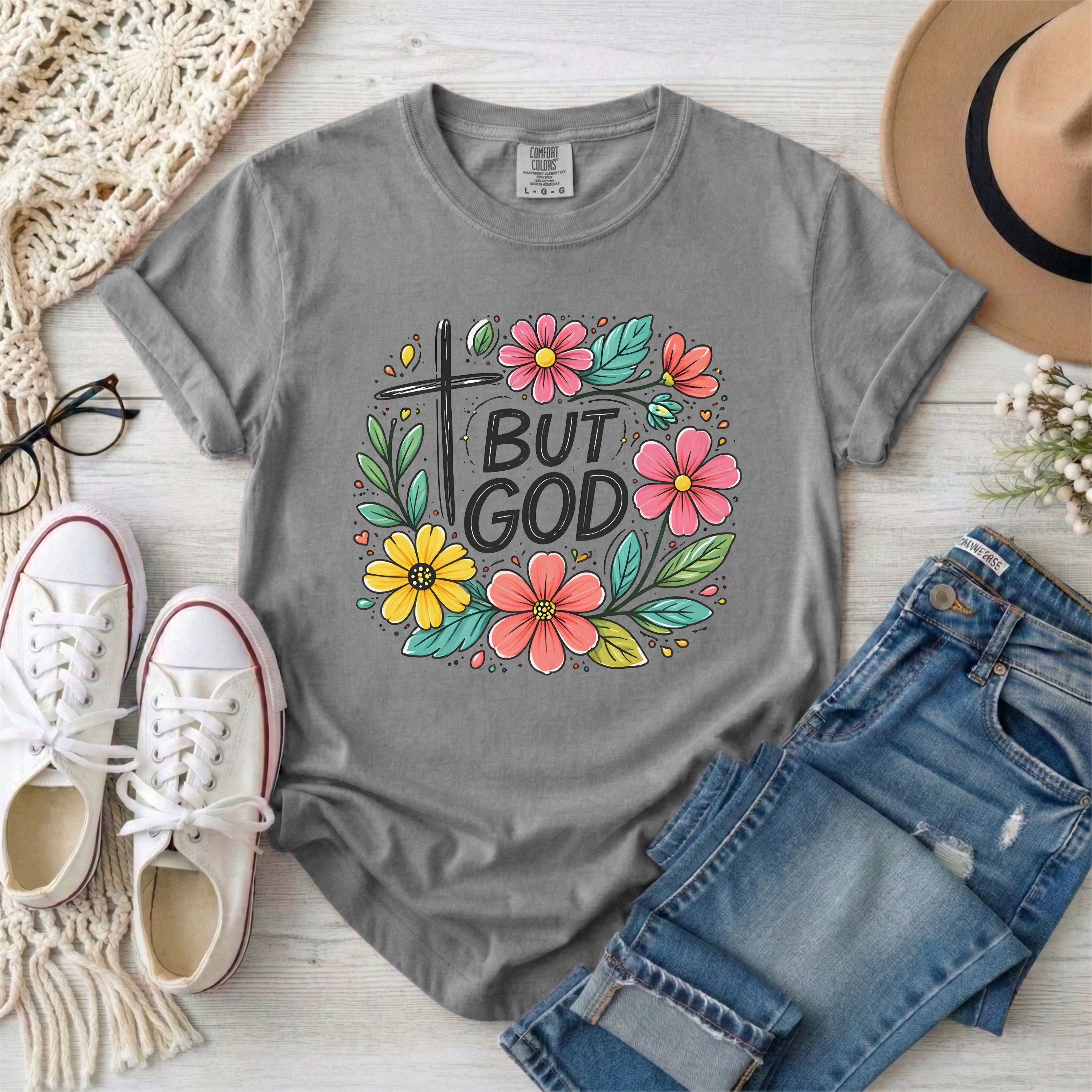 But God Christian Floral T-Shirt