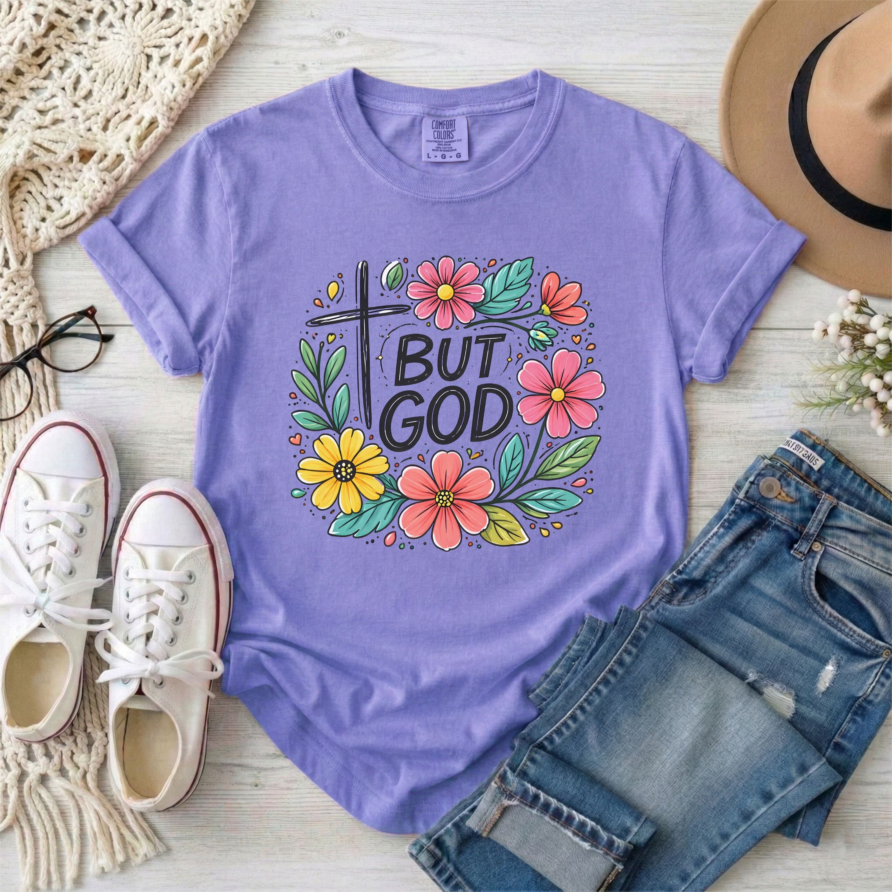 But God Christian Floral T-Shirt