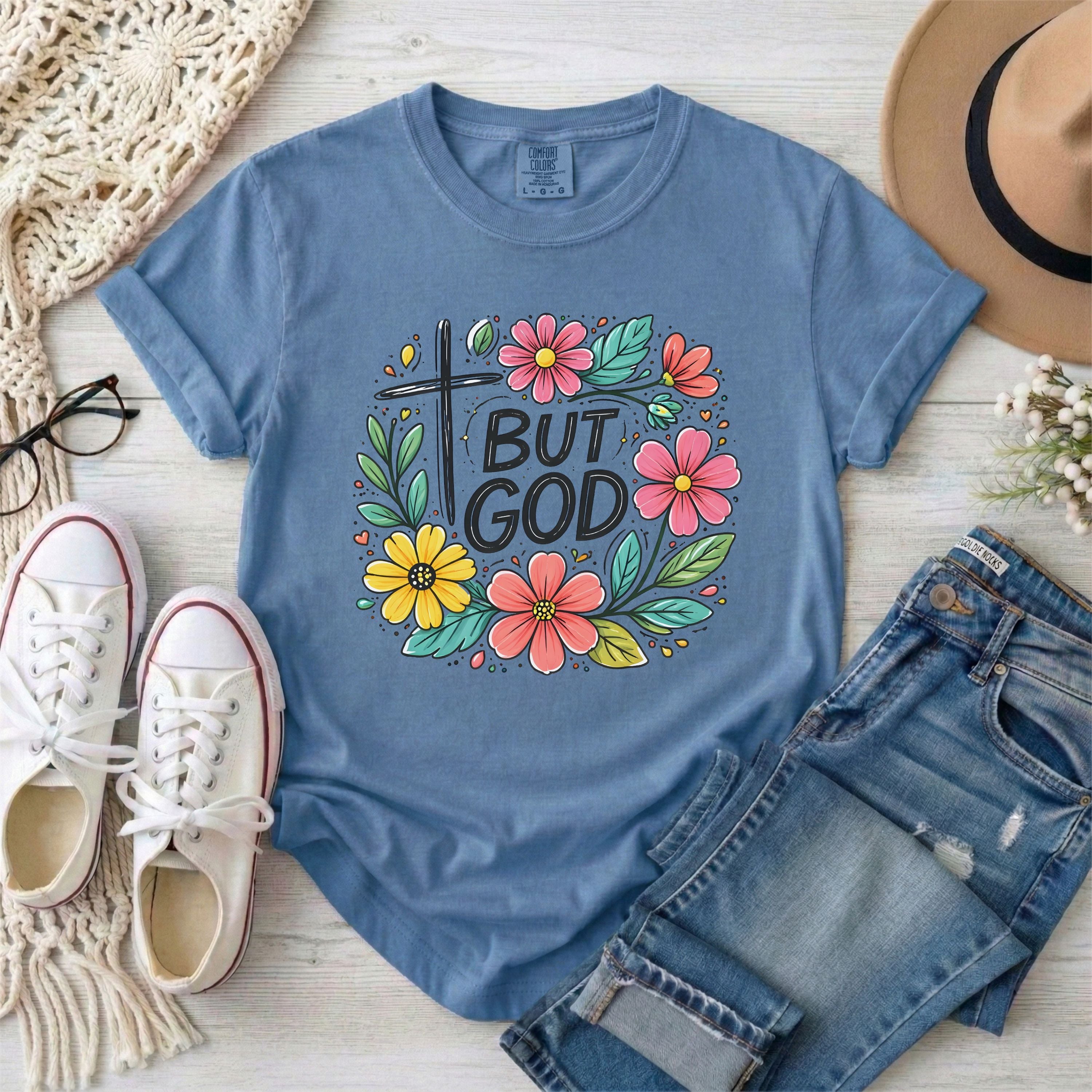 But God Christian Floral T-Shirt
