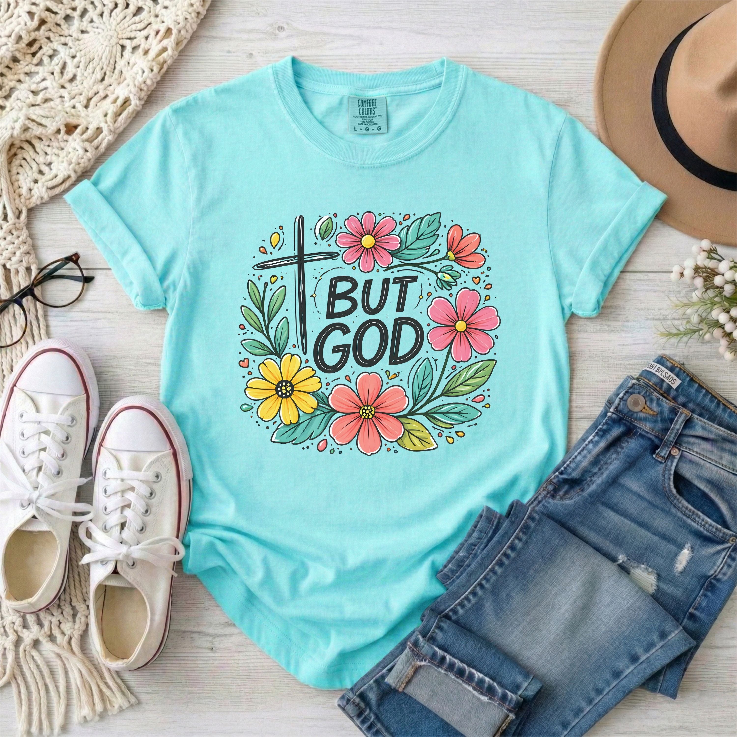 But God Christian Floral T-Shirt