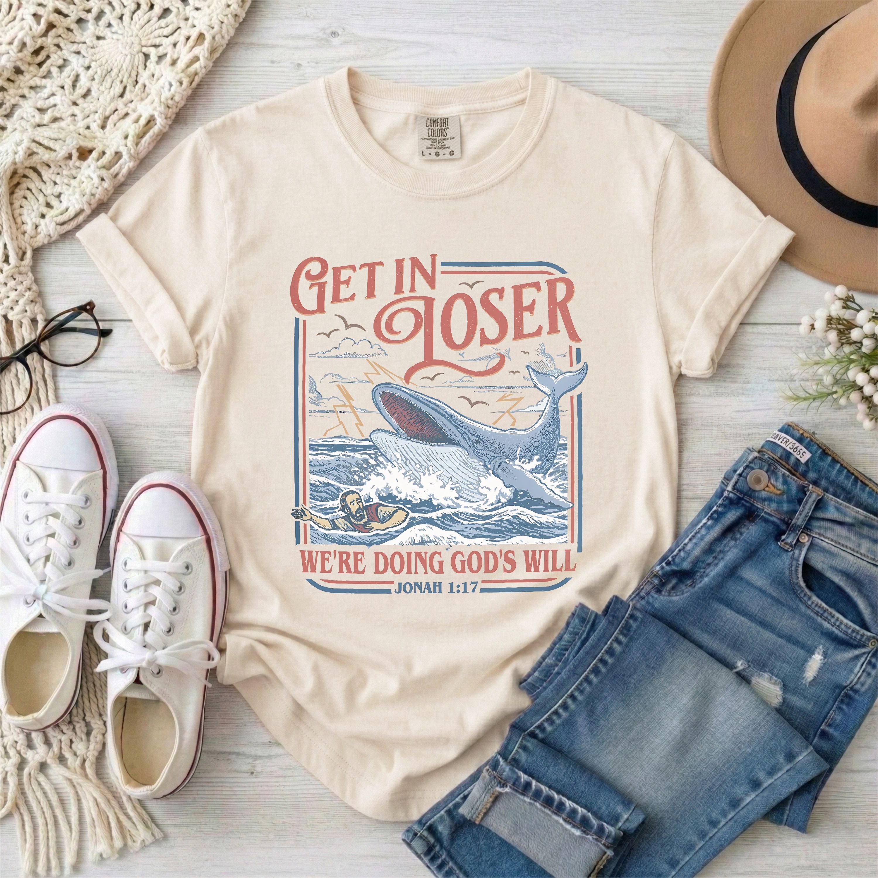 Get in Loser Jonah 1:17 Funny Christian T-Shirt