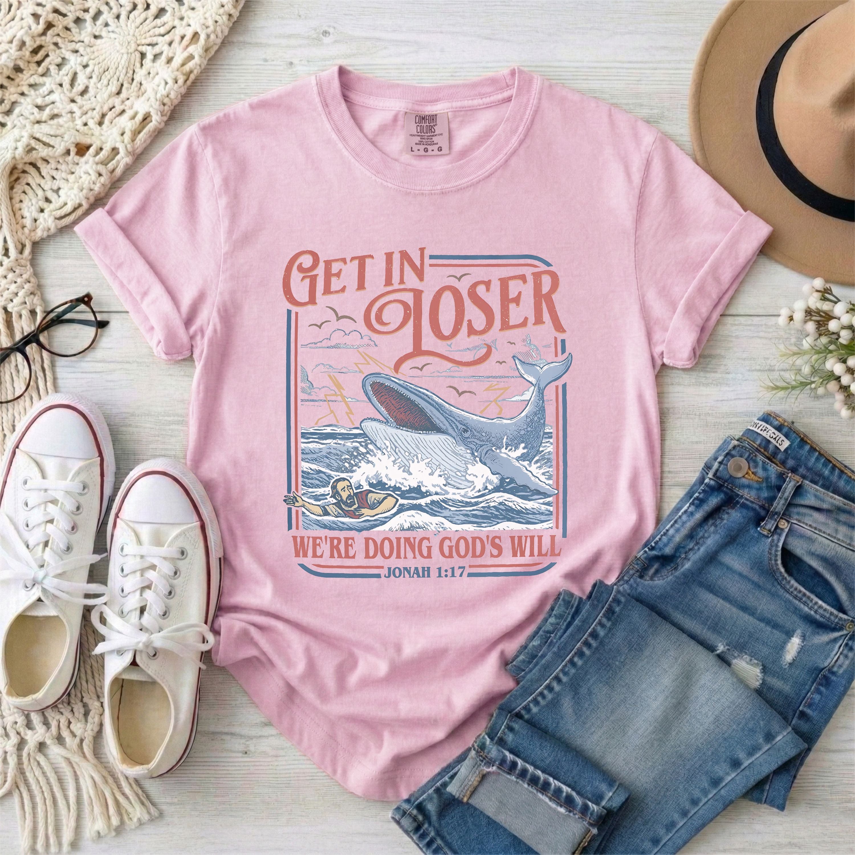 Get in Loser Jonah 1:17 Funny Christian T-Shirt