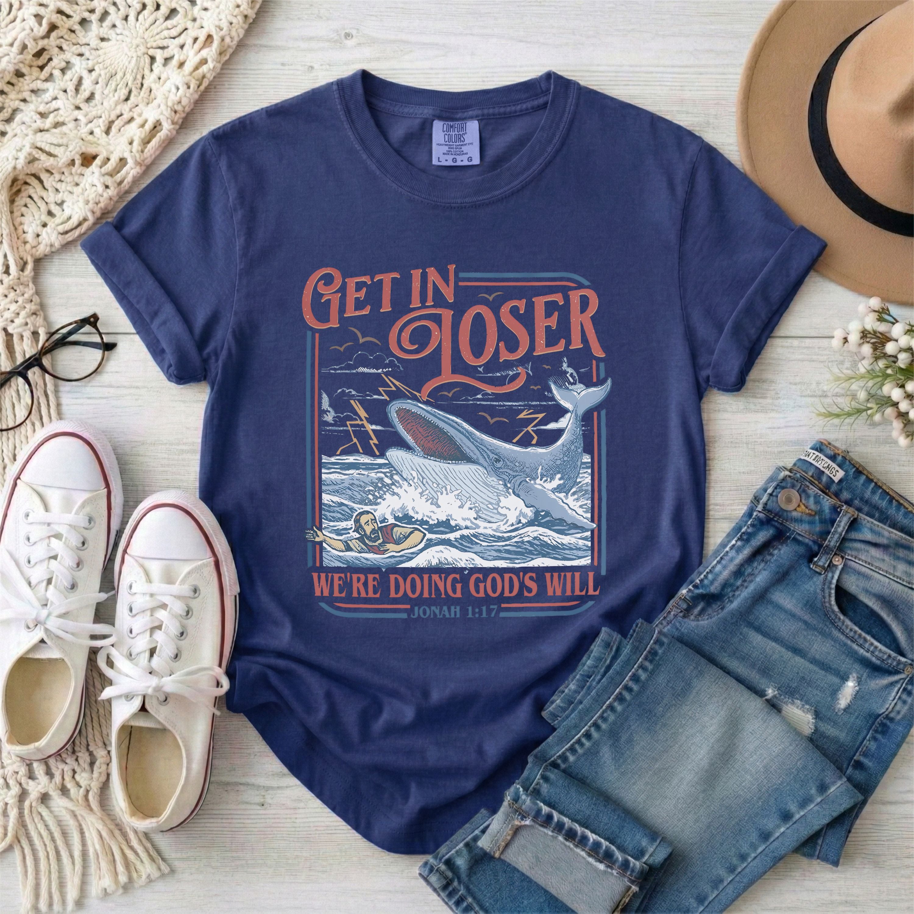 Get in Loser Jonah 1:17 Funny Christian T-Shirt