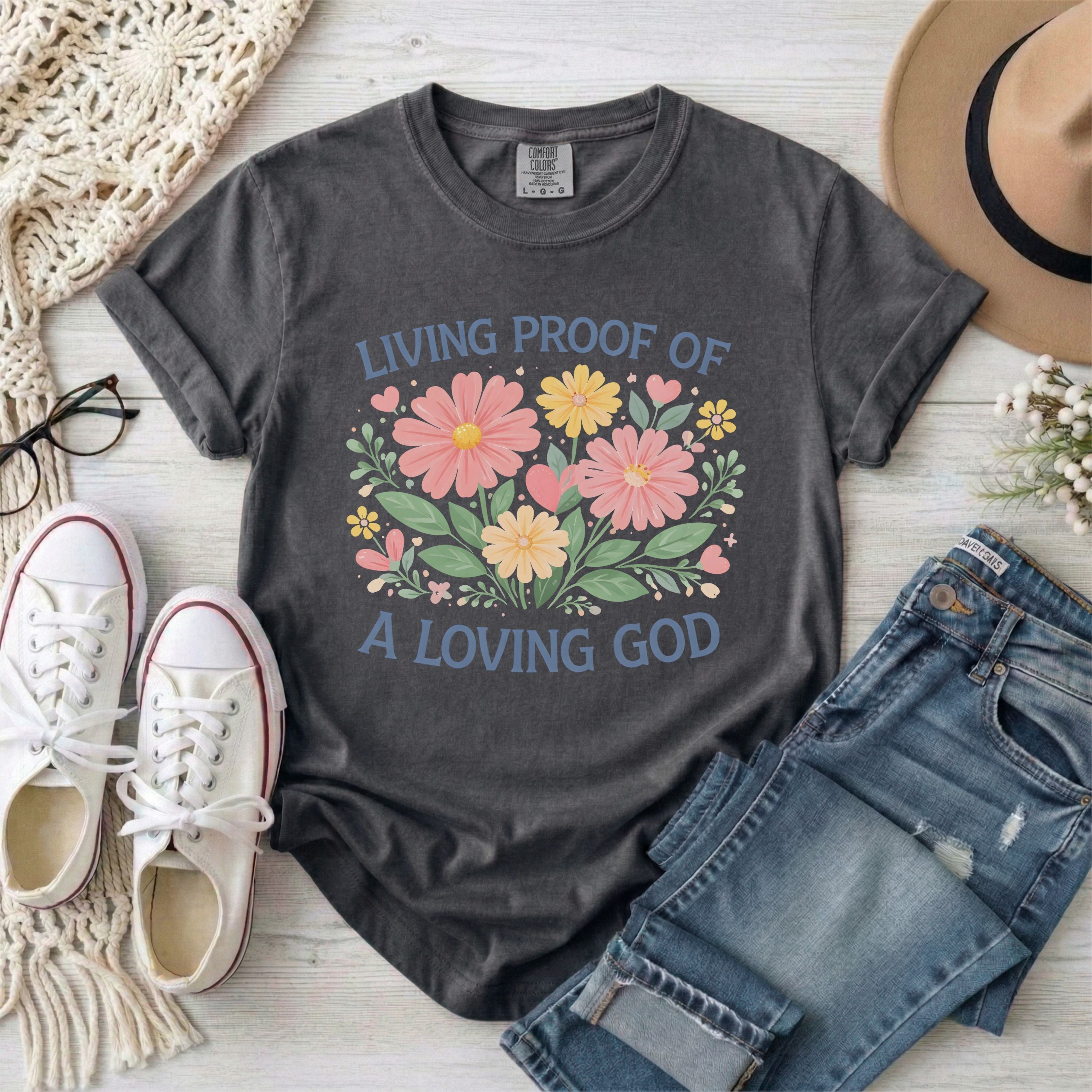 Living Proof of a Loving God Floral T-Shirt