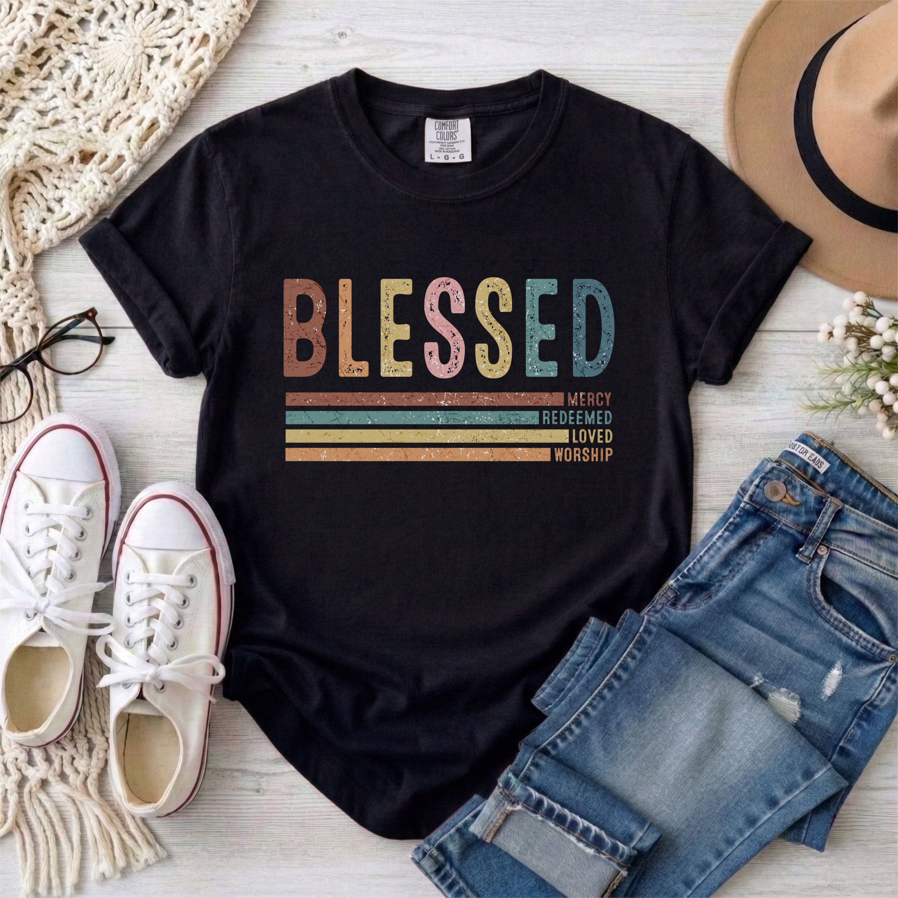 Retro Blessed Christian T-Shirt