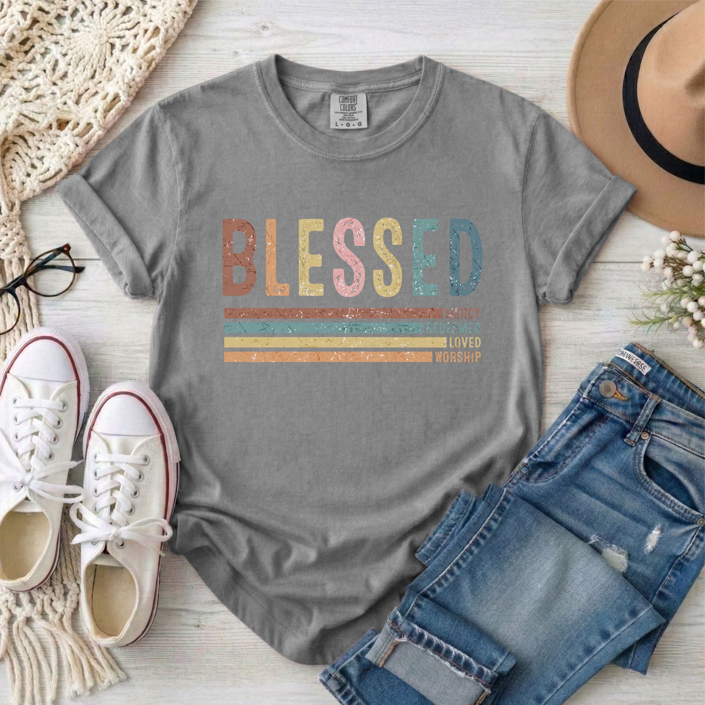 Retro Blessed Christian T-Shirt