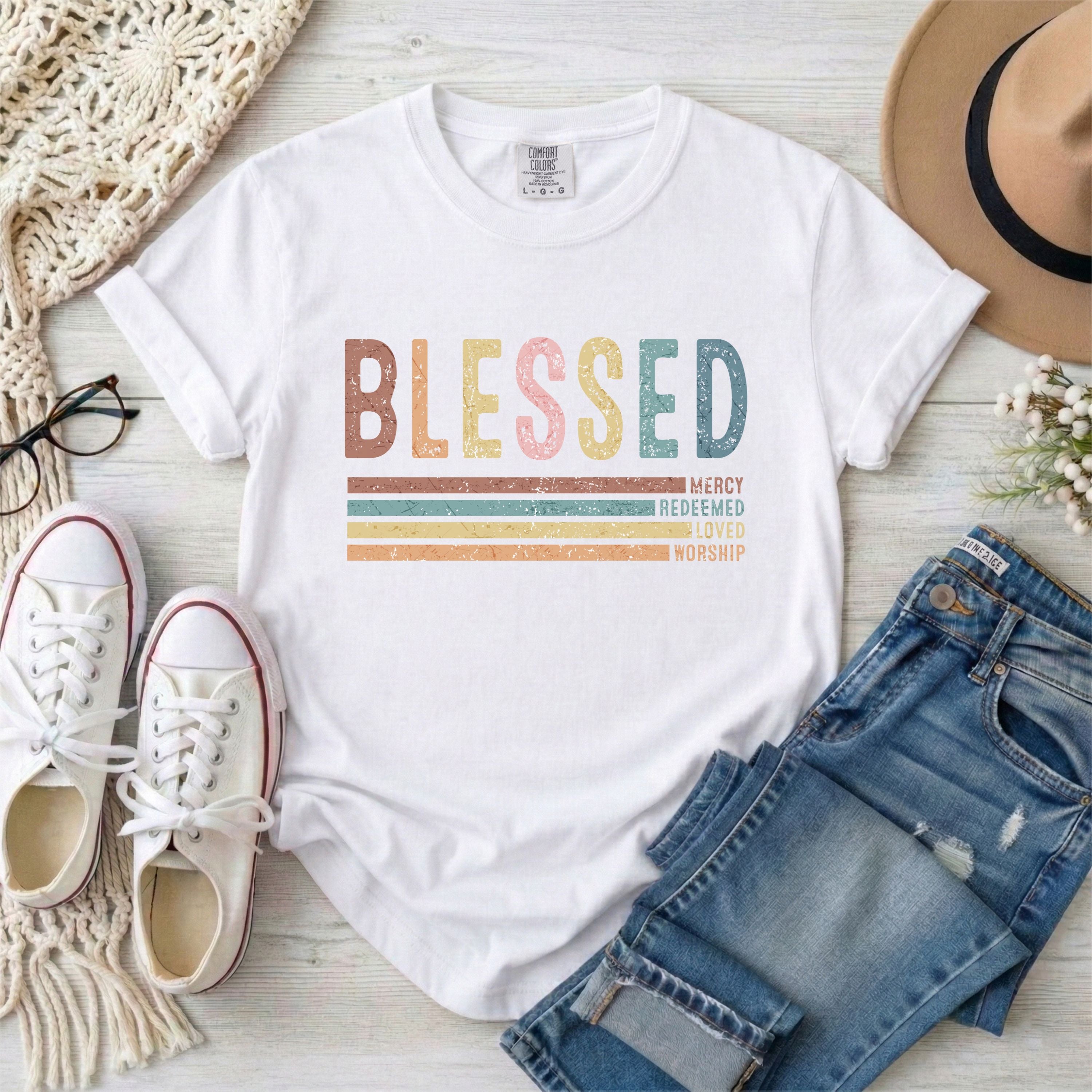 Retro Blessed Christian T-Shirt