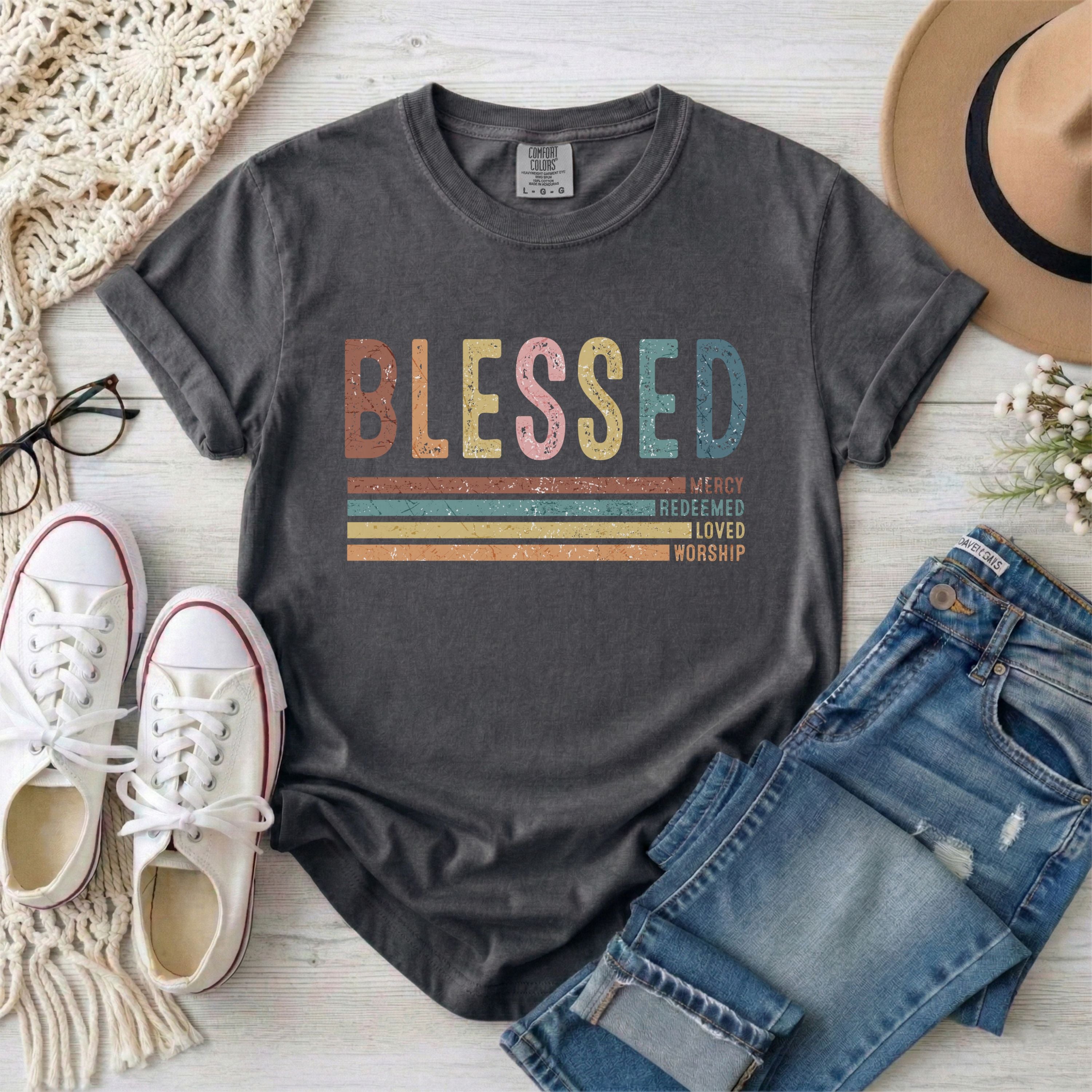Retro Blessed Christian T-Shirt