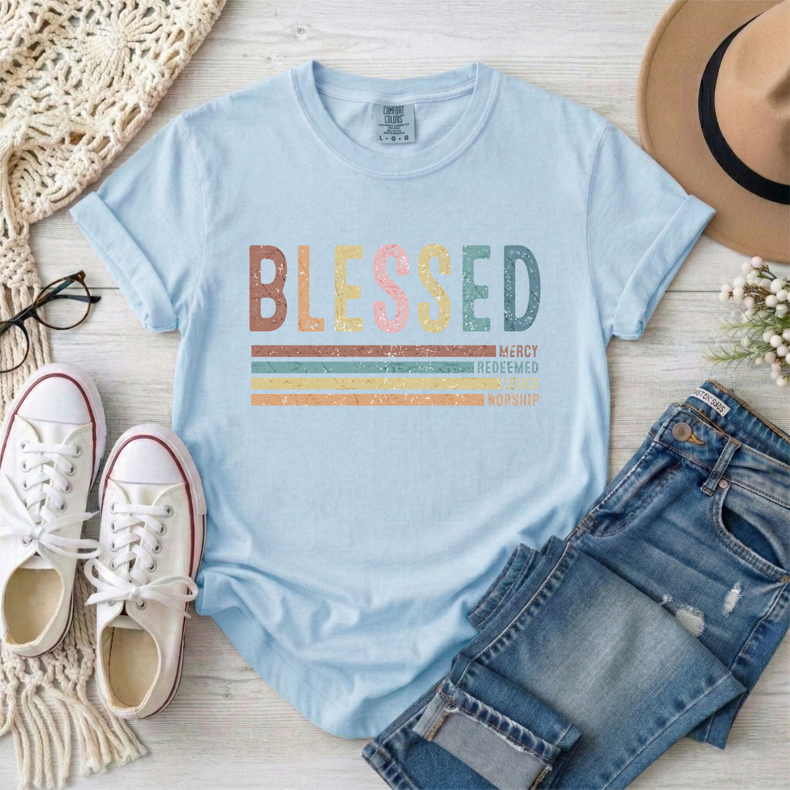 Retro Blessed Christian T-Shirt