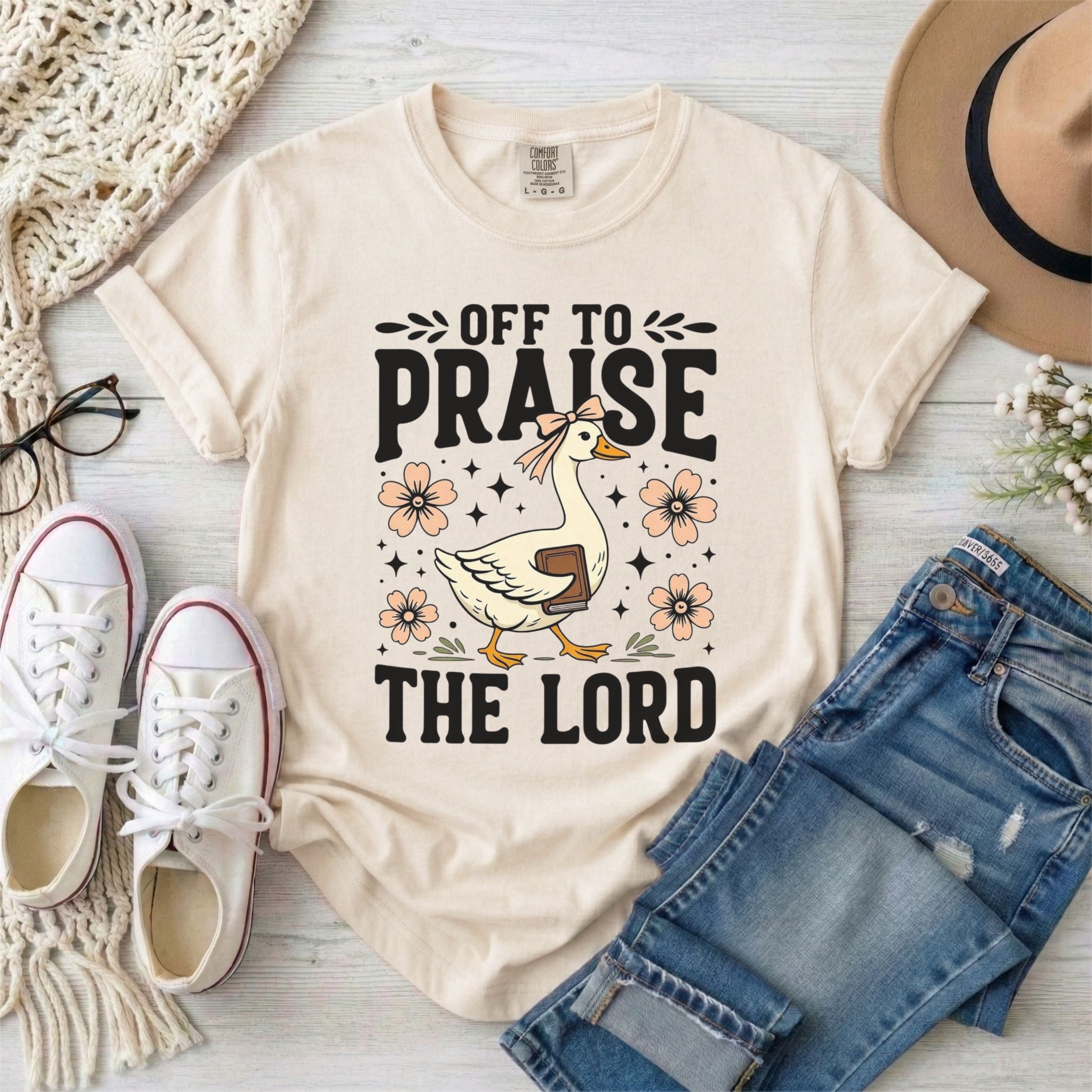 Off To Praise The Lord Funny Goose T-Shirt