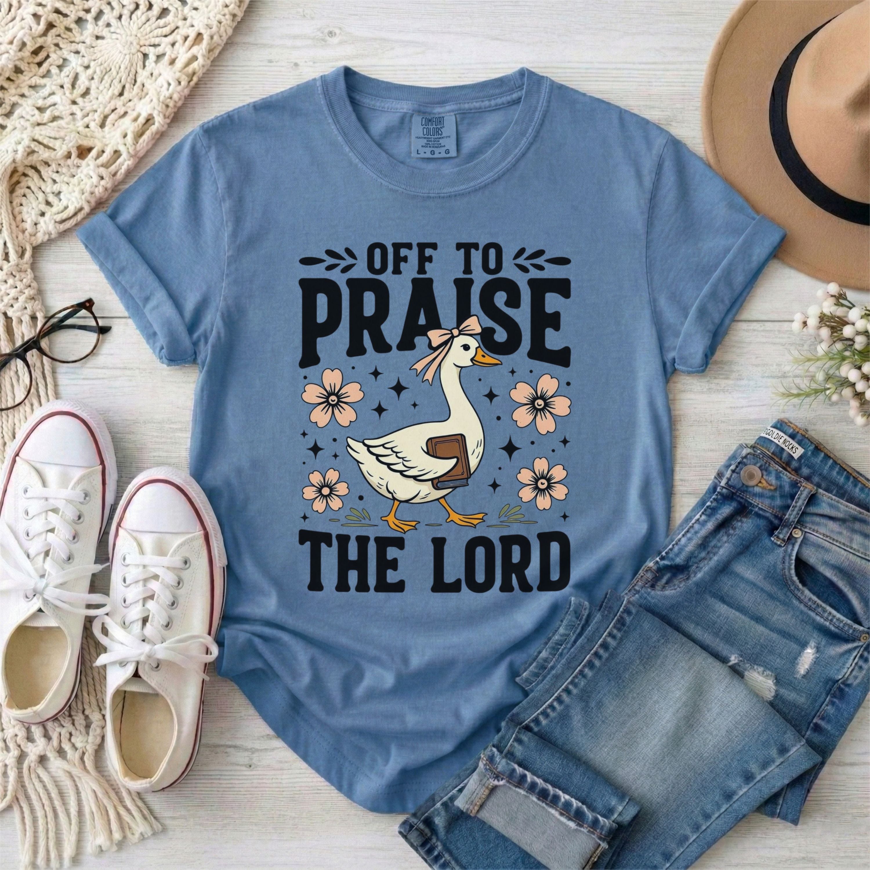 Off To Praise The Lord Funny Goose T-Shirt