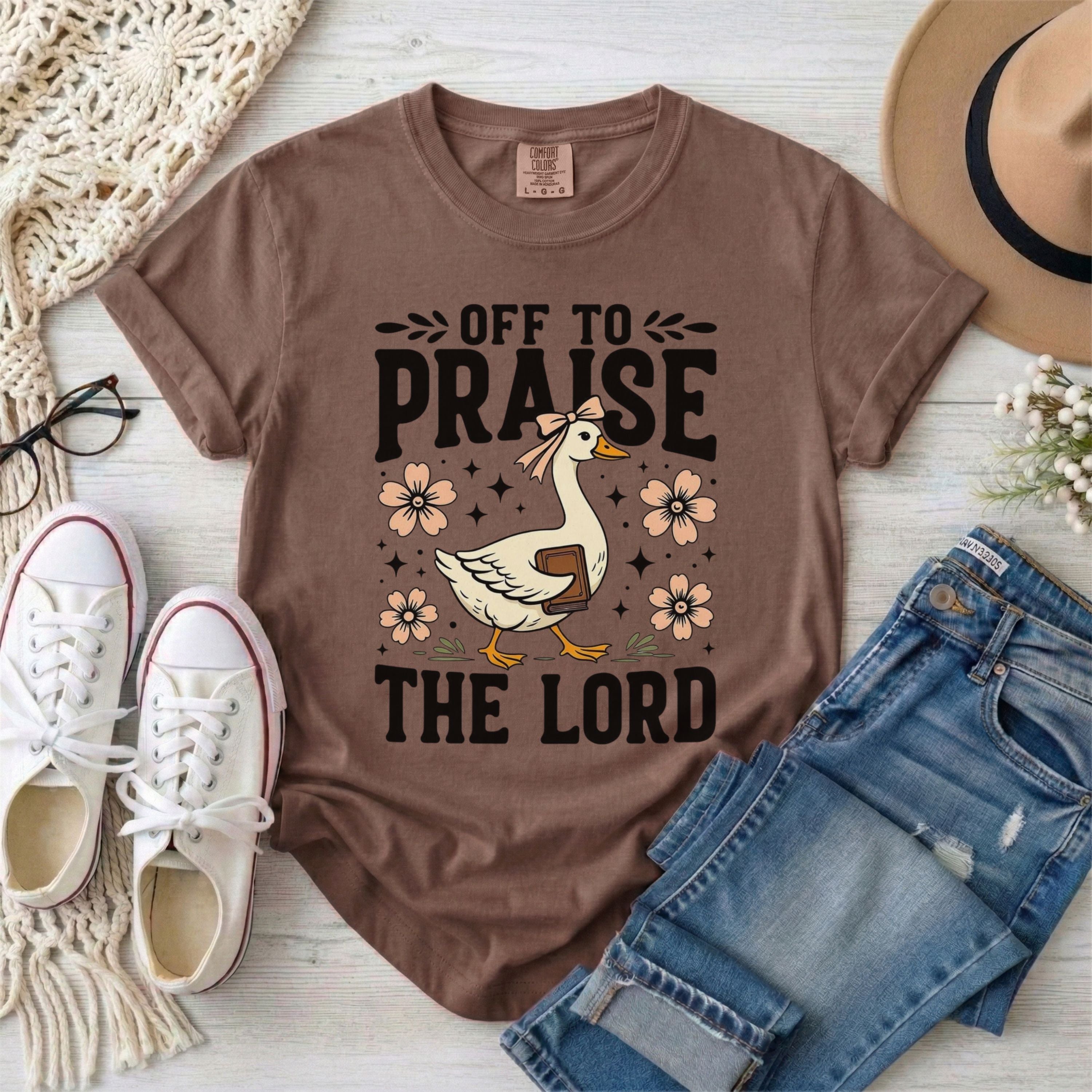 Off To Praise The Lord Funny Goose T-Shirt