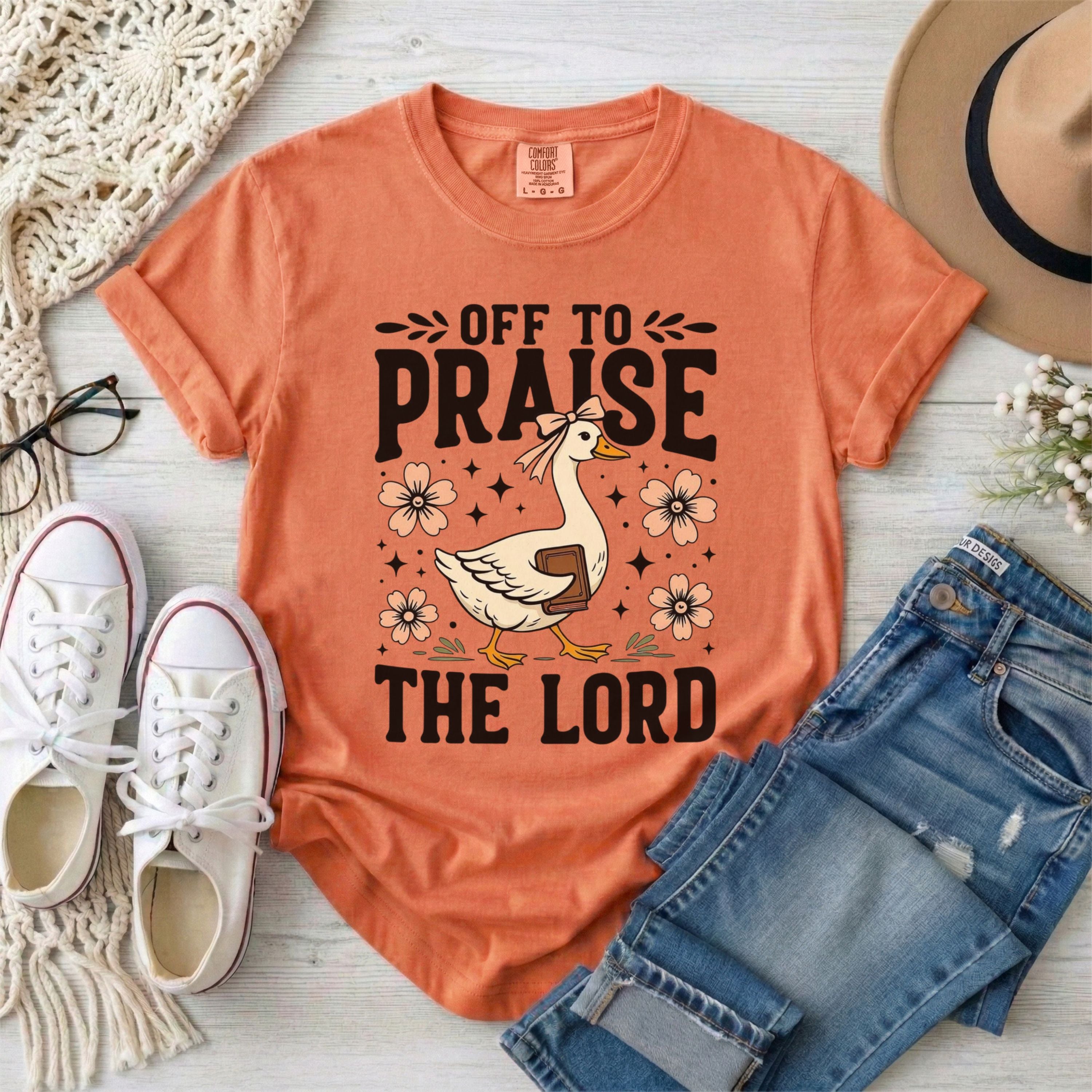 Off To Praise The Lord Funny Goose T-Shirt