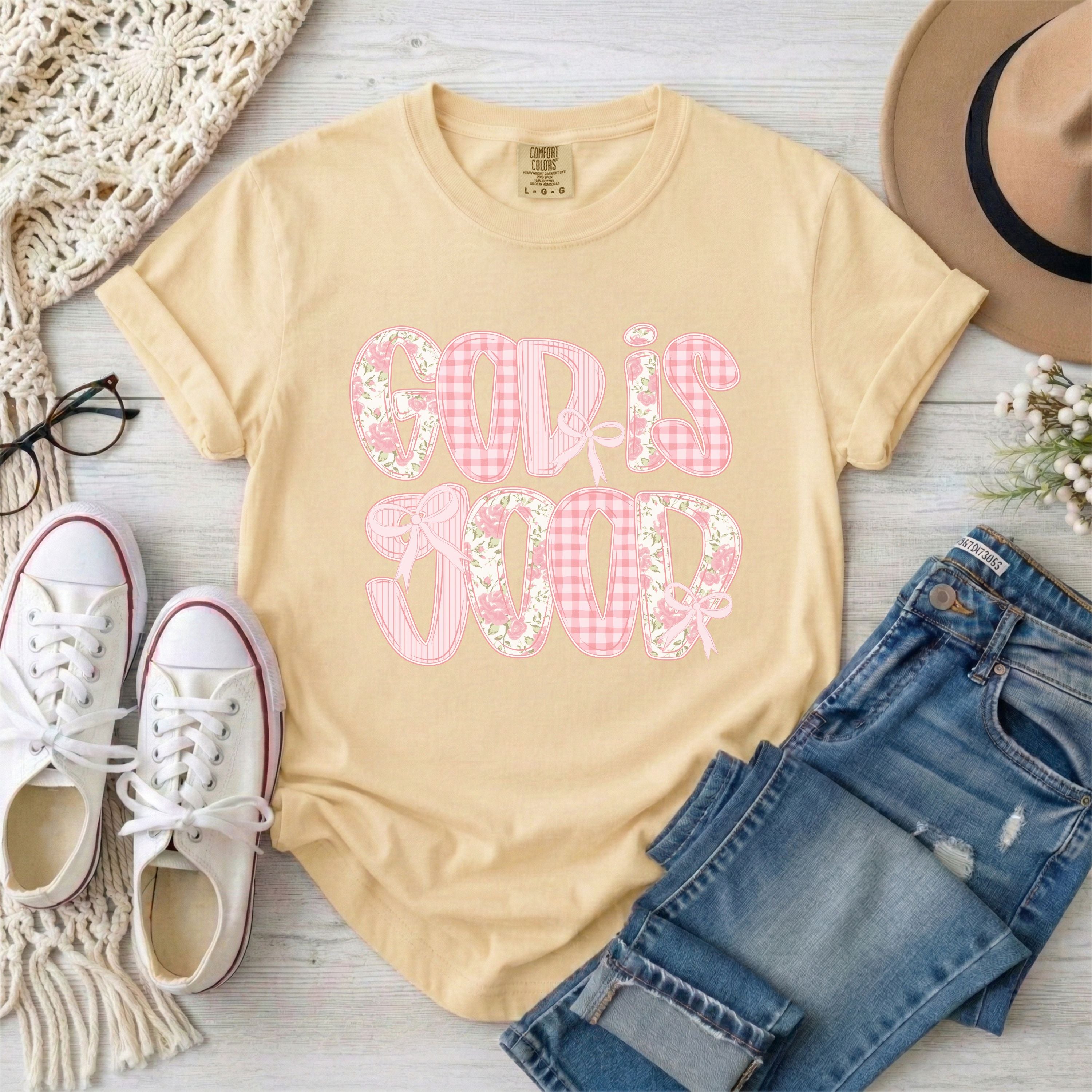 God is Good Pink Preppy Coquette T-Shirt