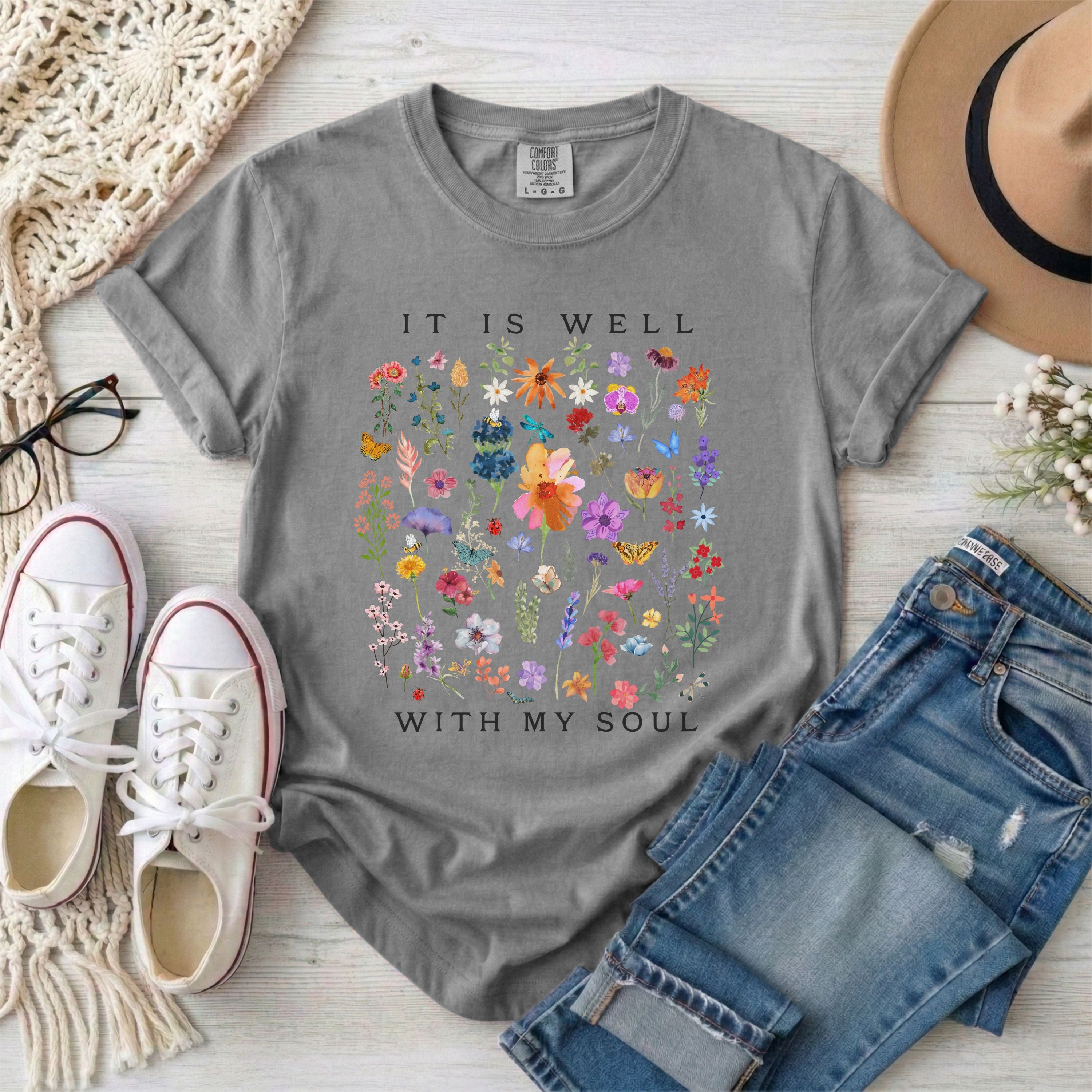It Is Well With My Soul Floral T-Shirt
