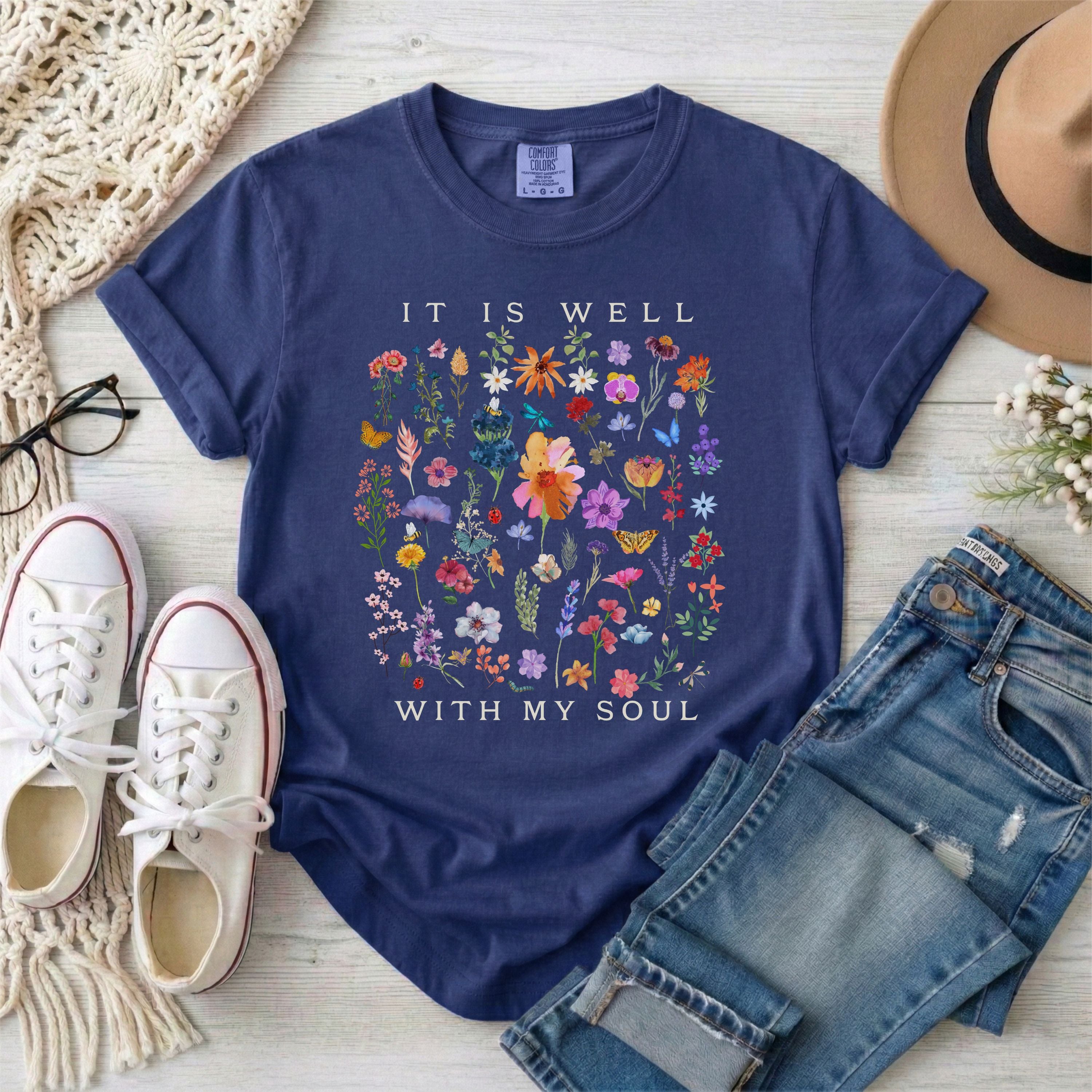It Is Well With My Soul Floral T-Shirt