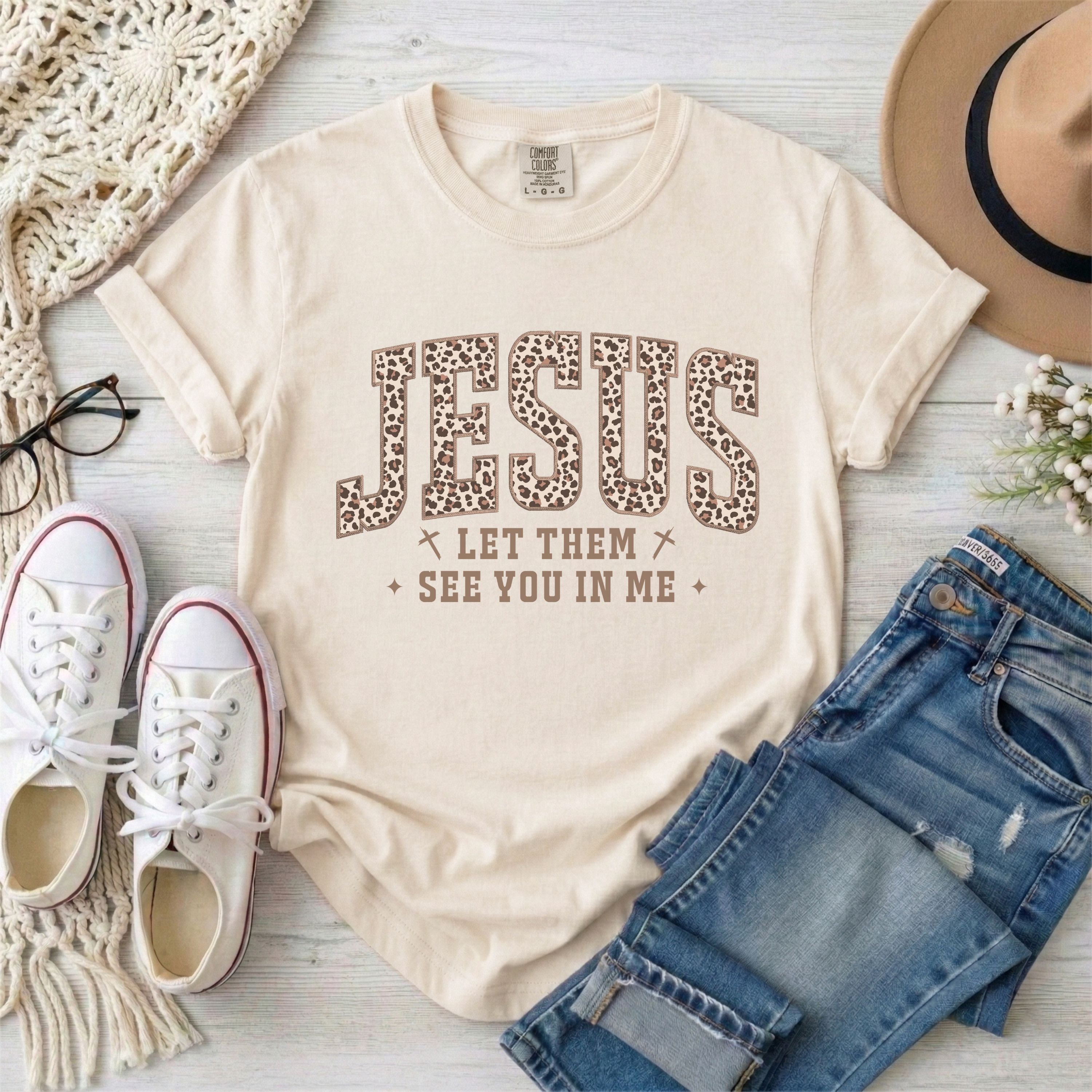 Leopard Print Jesus Let Them See You In Me T-Shirt