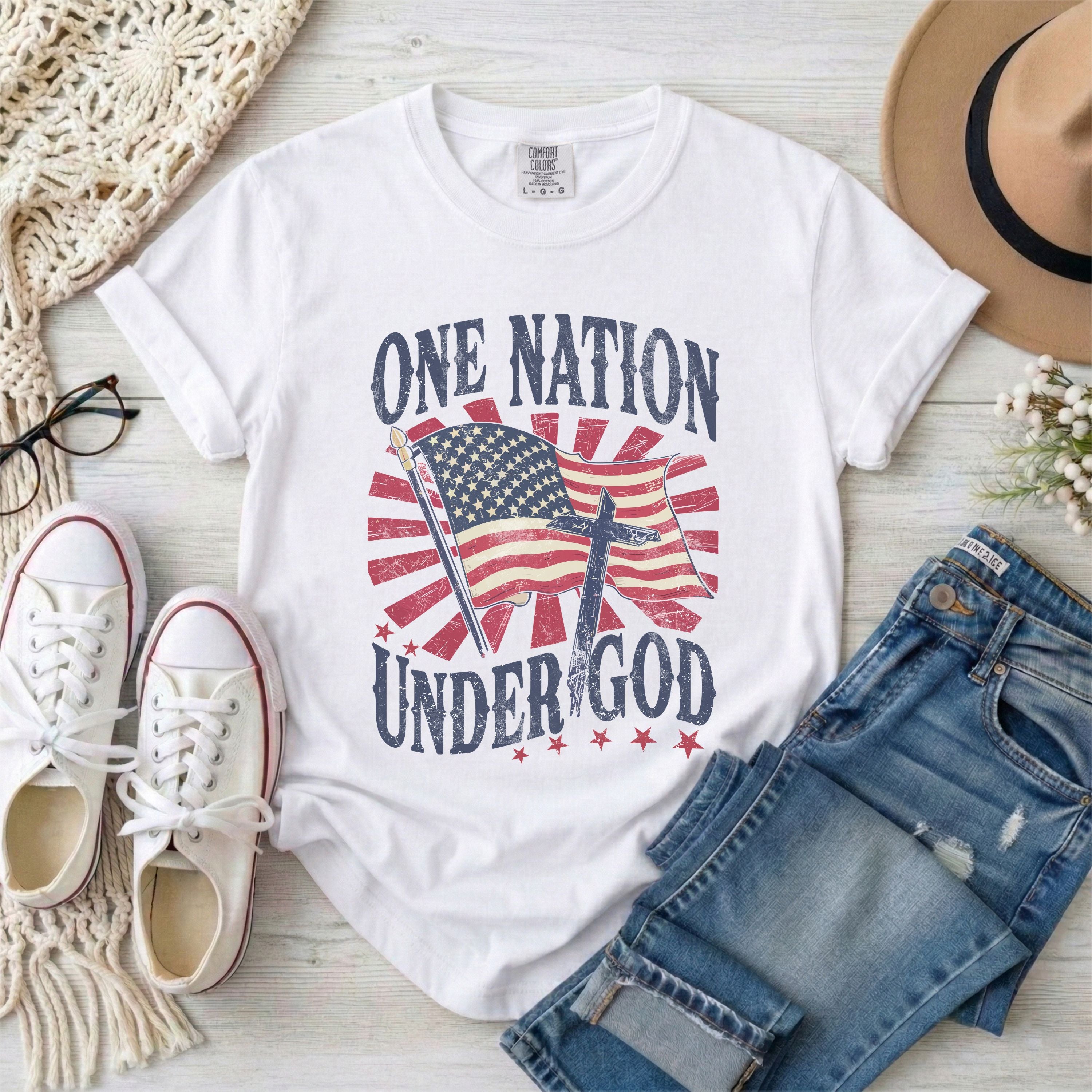 One Nation Under God Patriotic Christian T-Shirt