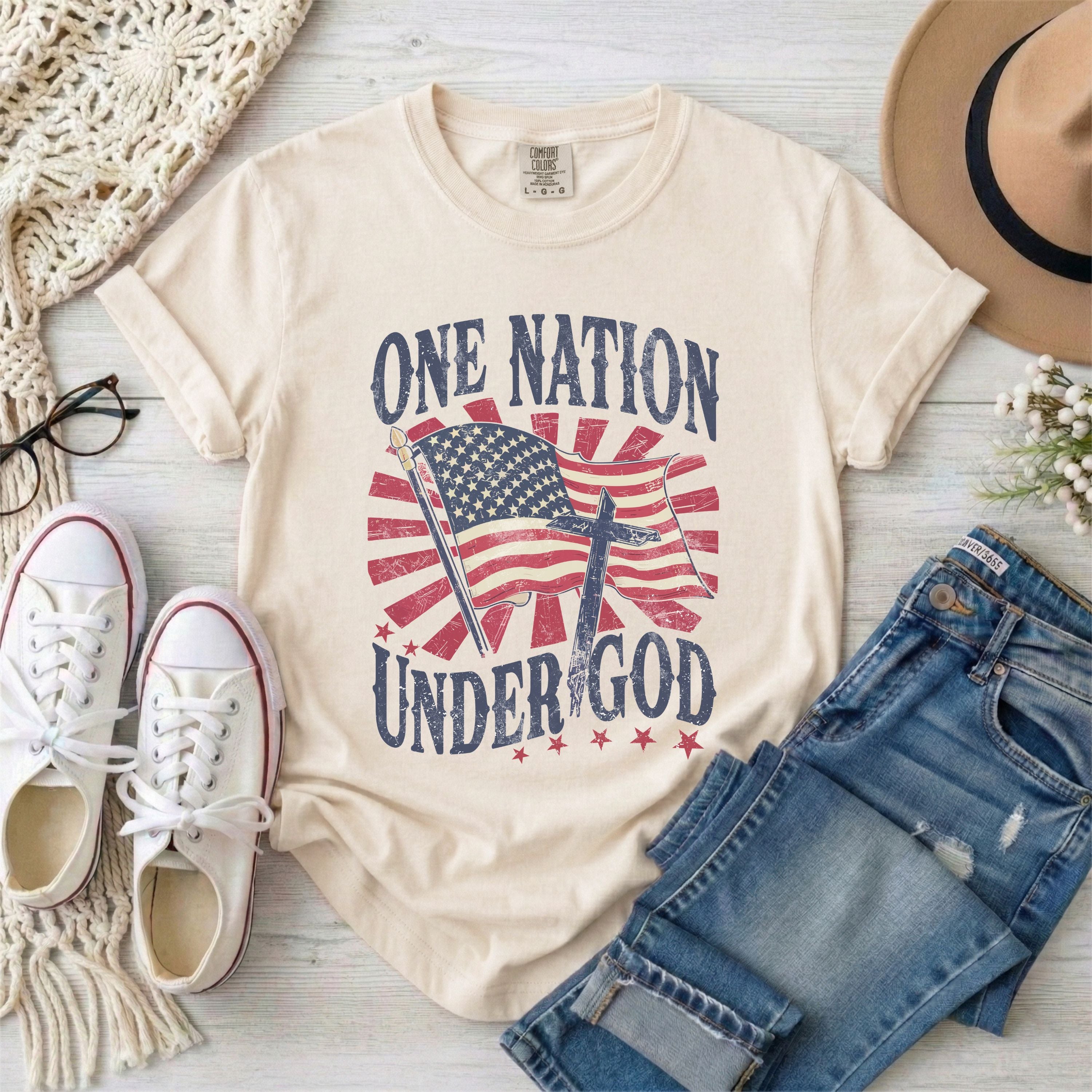 One Nation Under God Patriotic Christian T-Shirt