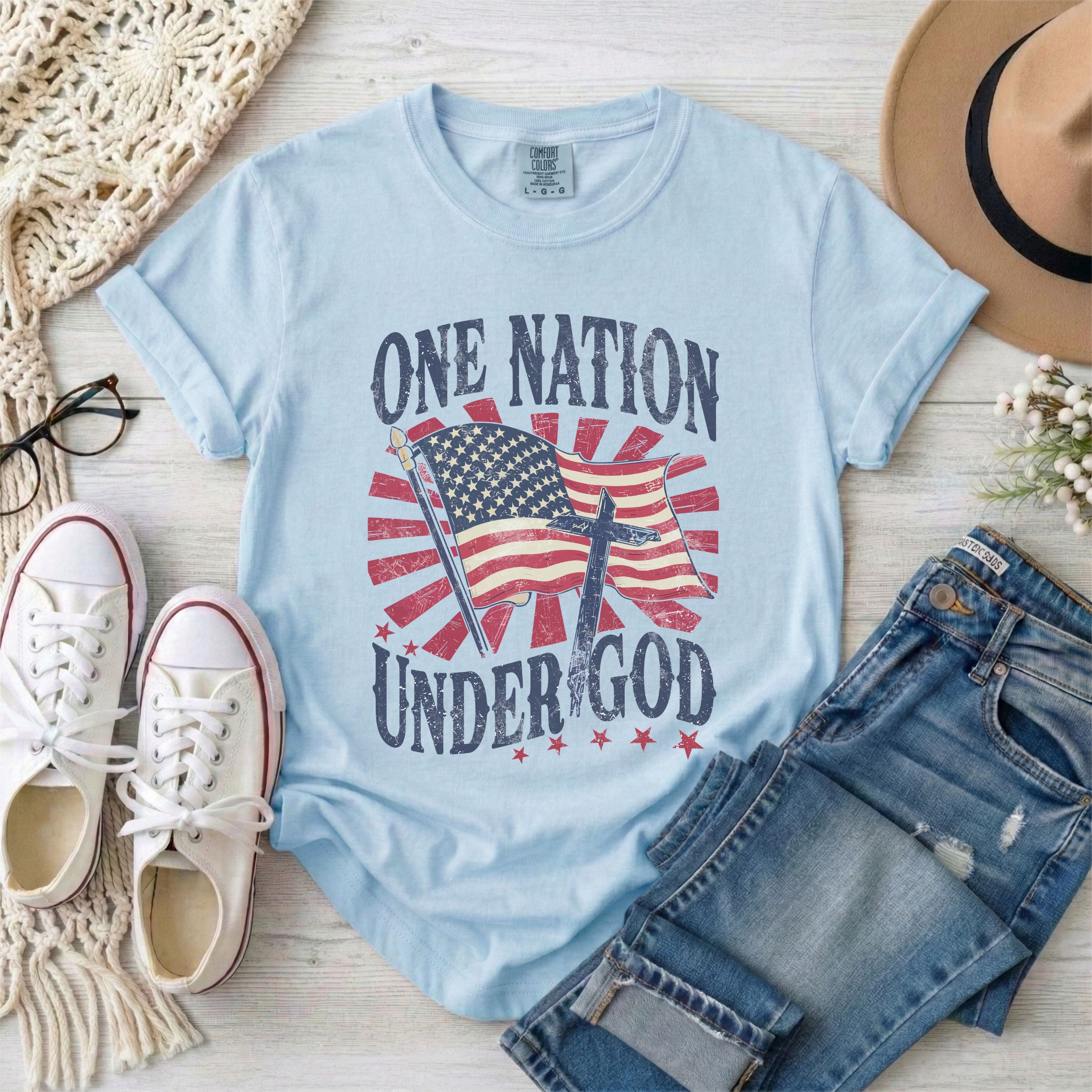 One Nation Under God Patriotic Christian T-Shirt