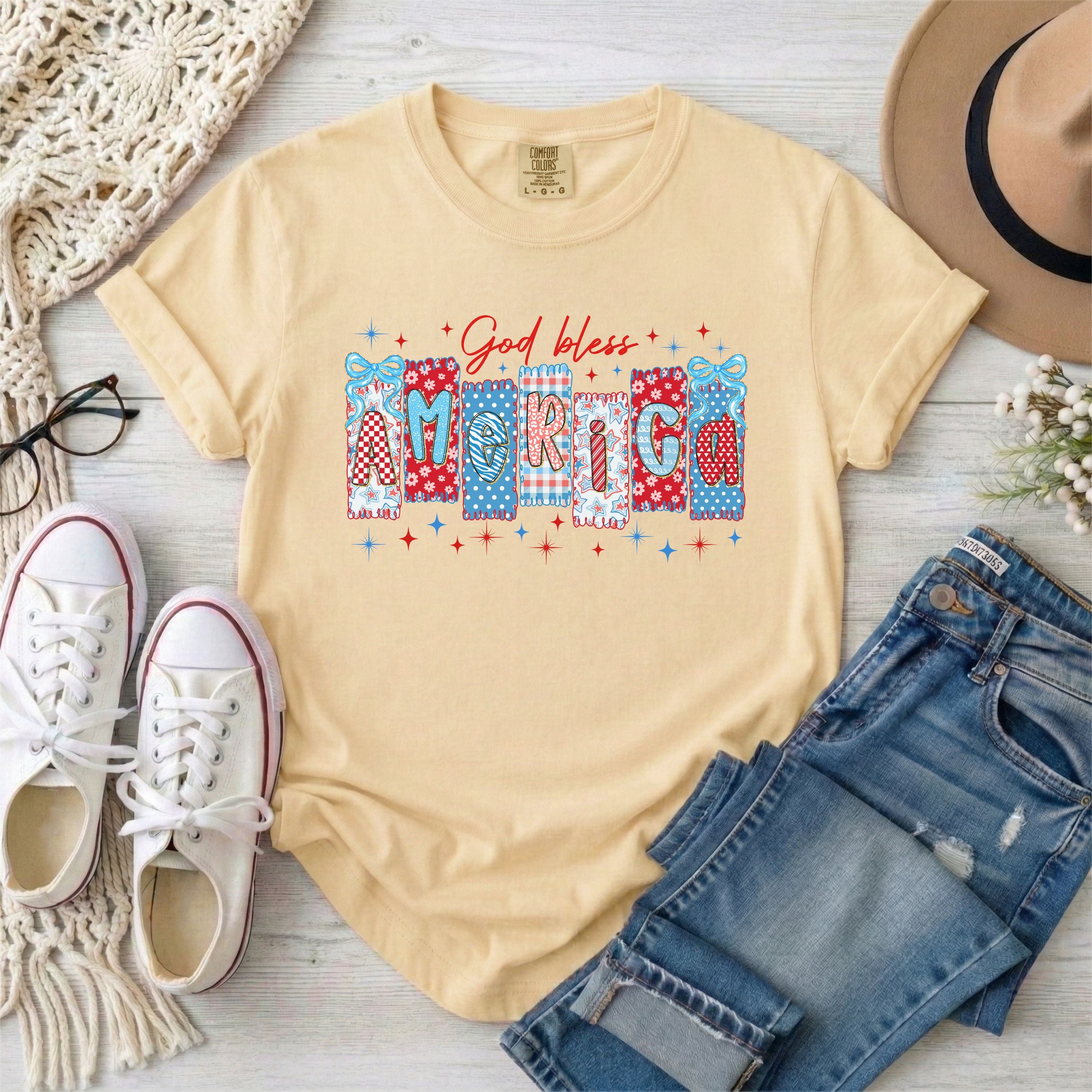 God Bless America Coquette Patriotic Christian T-Shirt