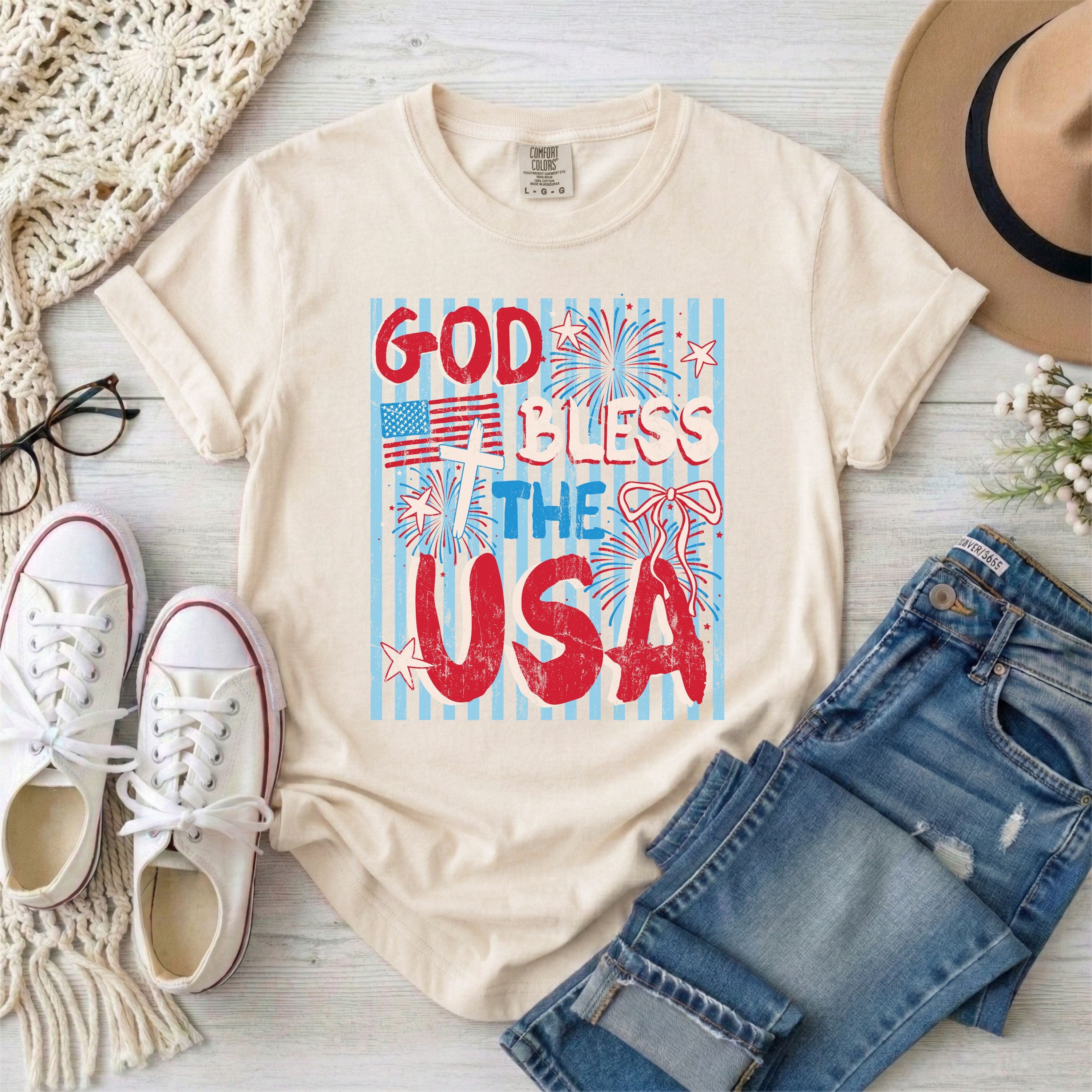 God Bless The USA Stripes T-Shirt