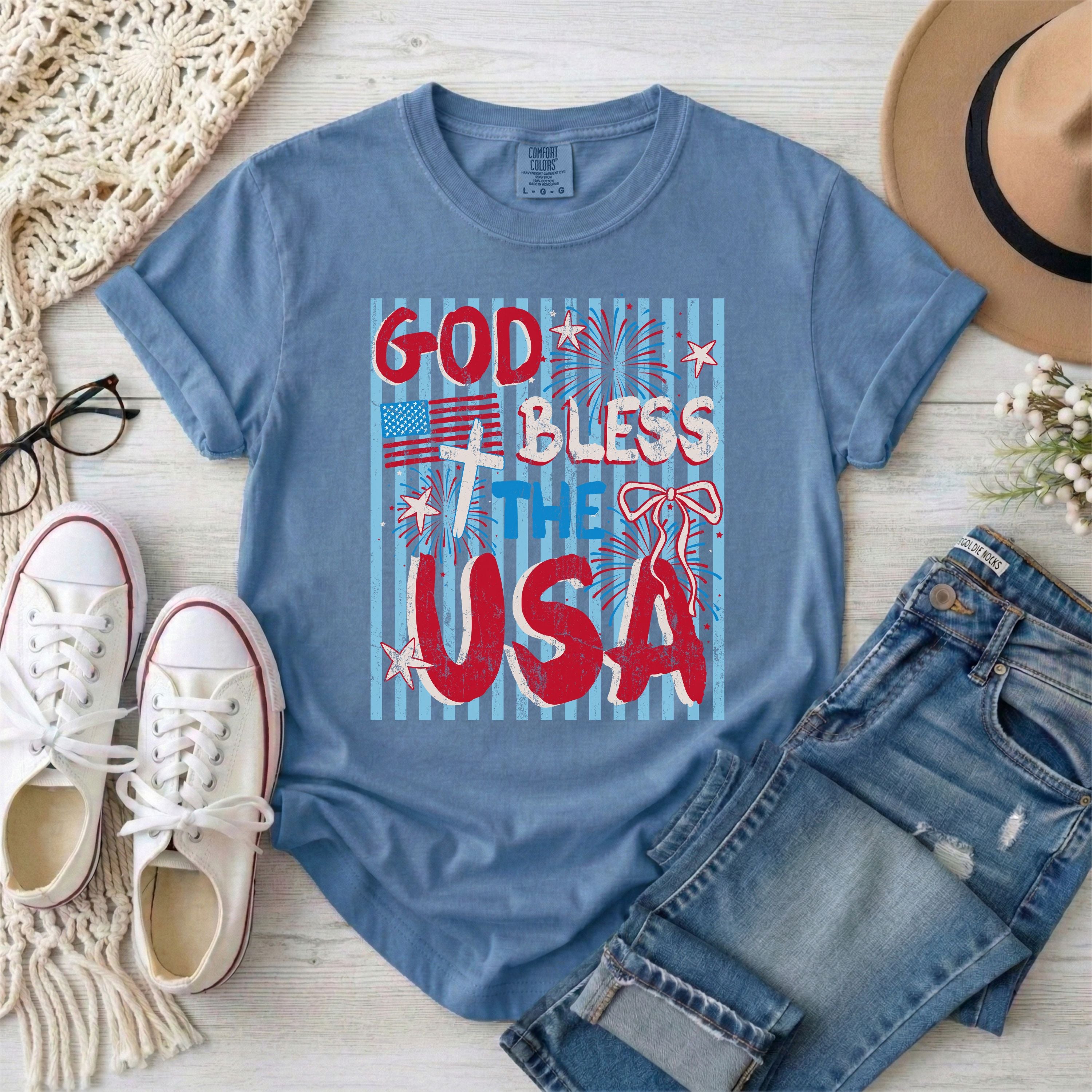 God Bless The USA Stripes T-Shirt
