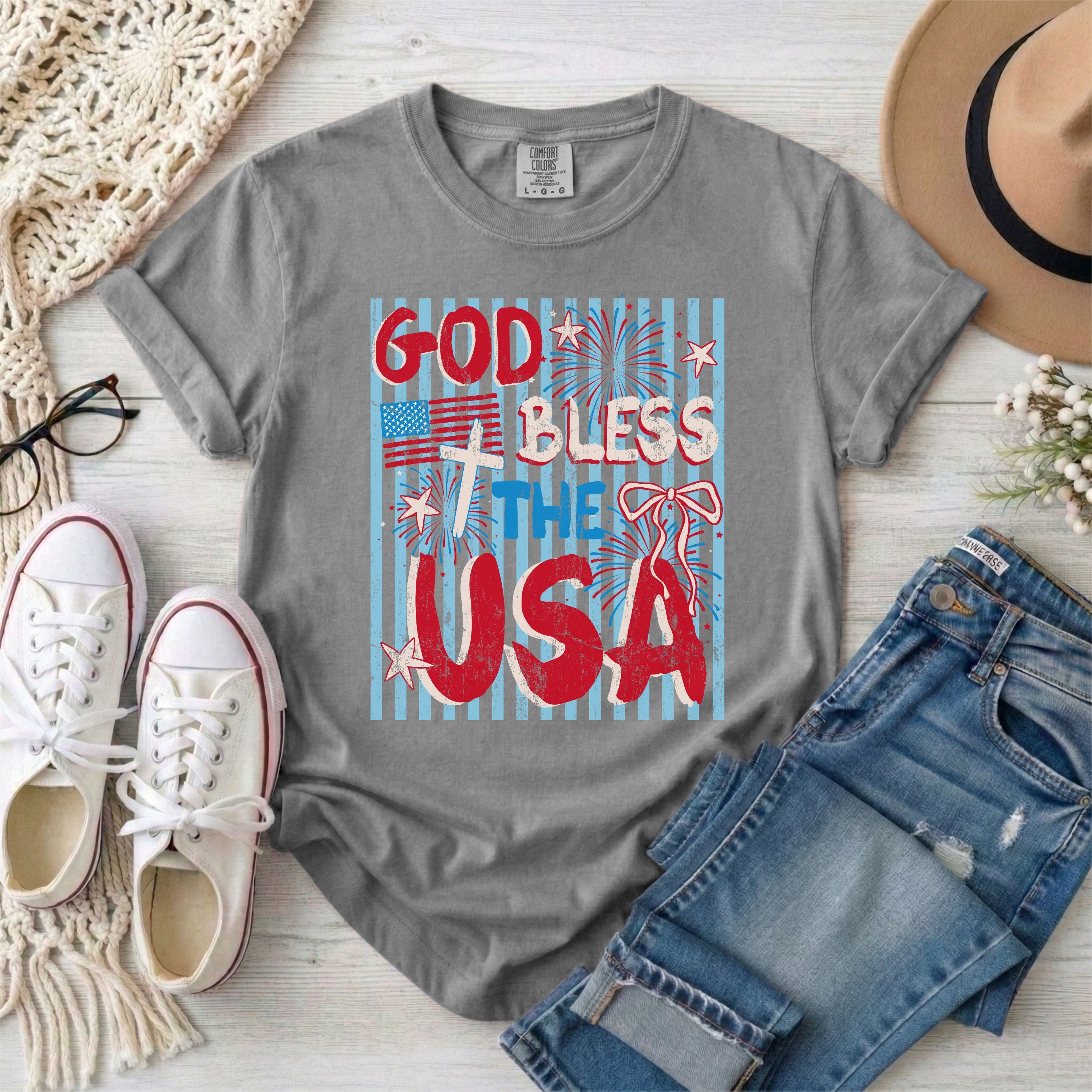 God Bless The USA Stripes T-Shirt