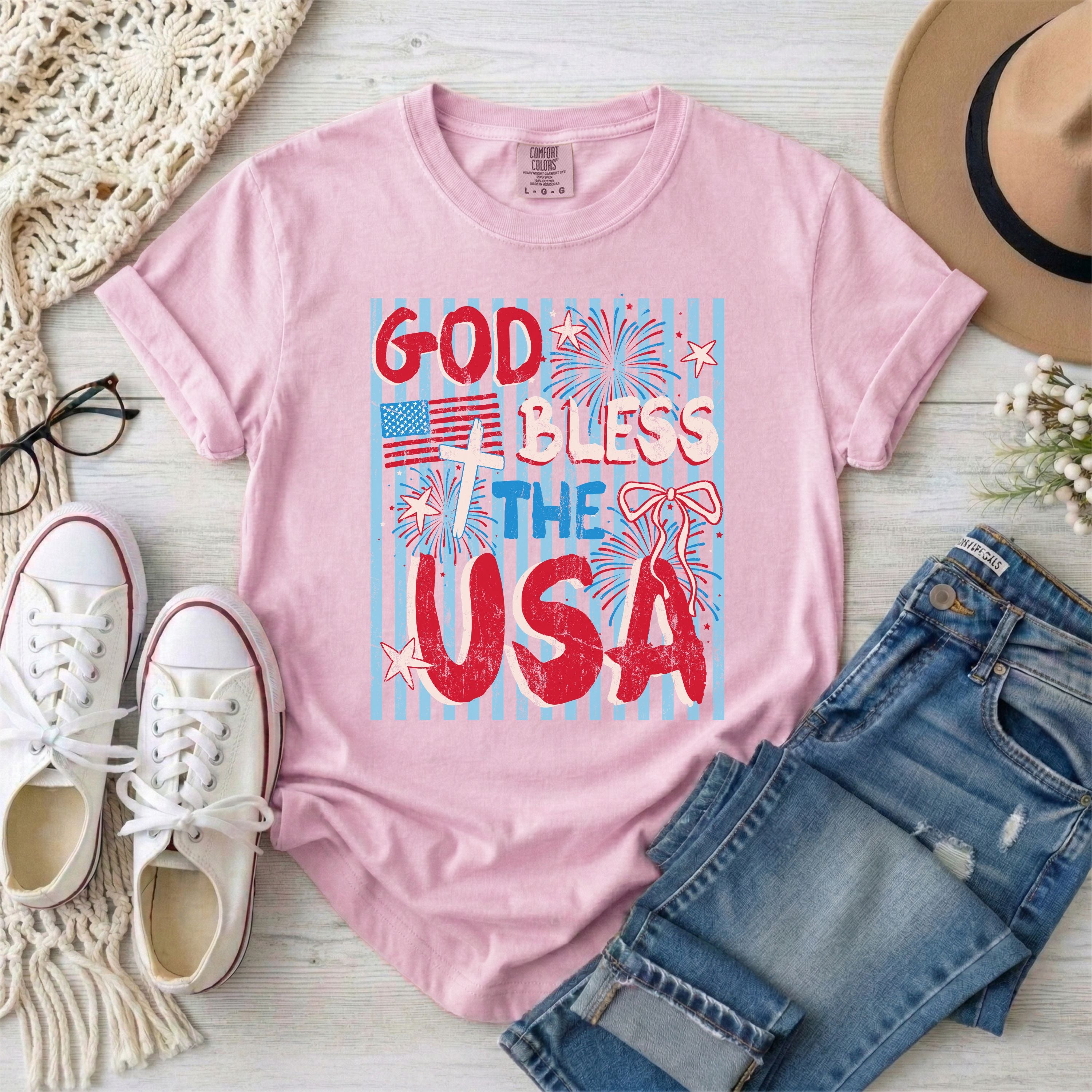 God Bless The USA Stripes T-Shirt