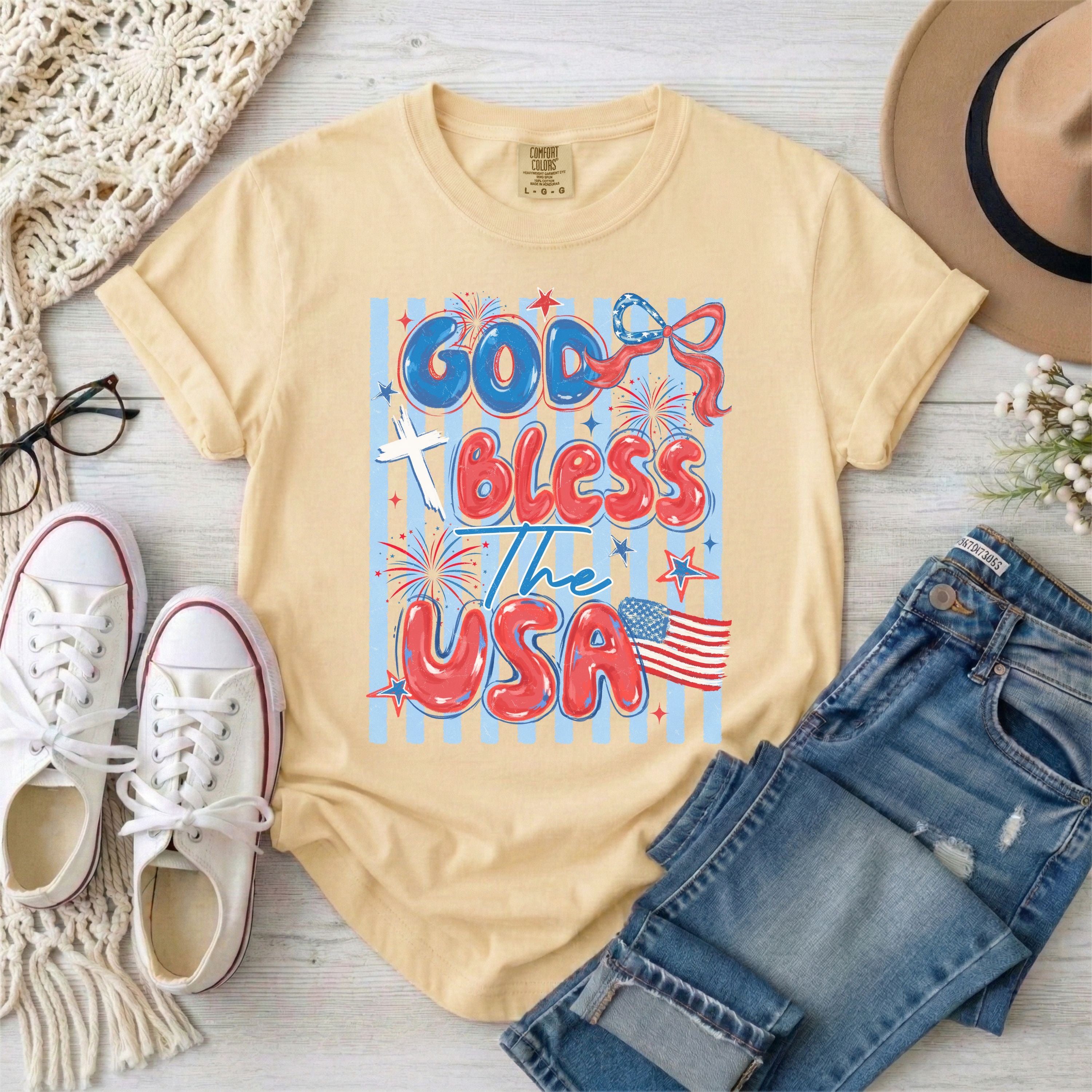 God Bless The USA Coquette Stripes T-Shirt,