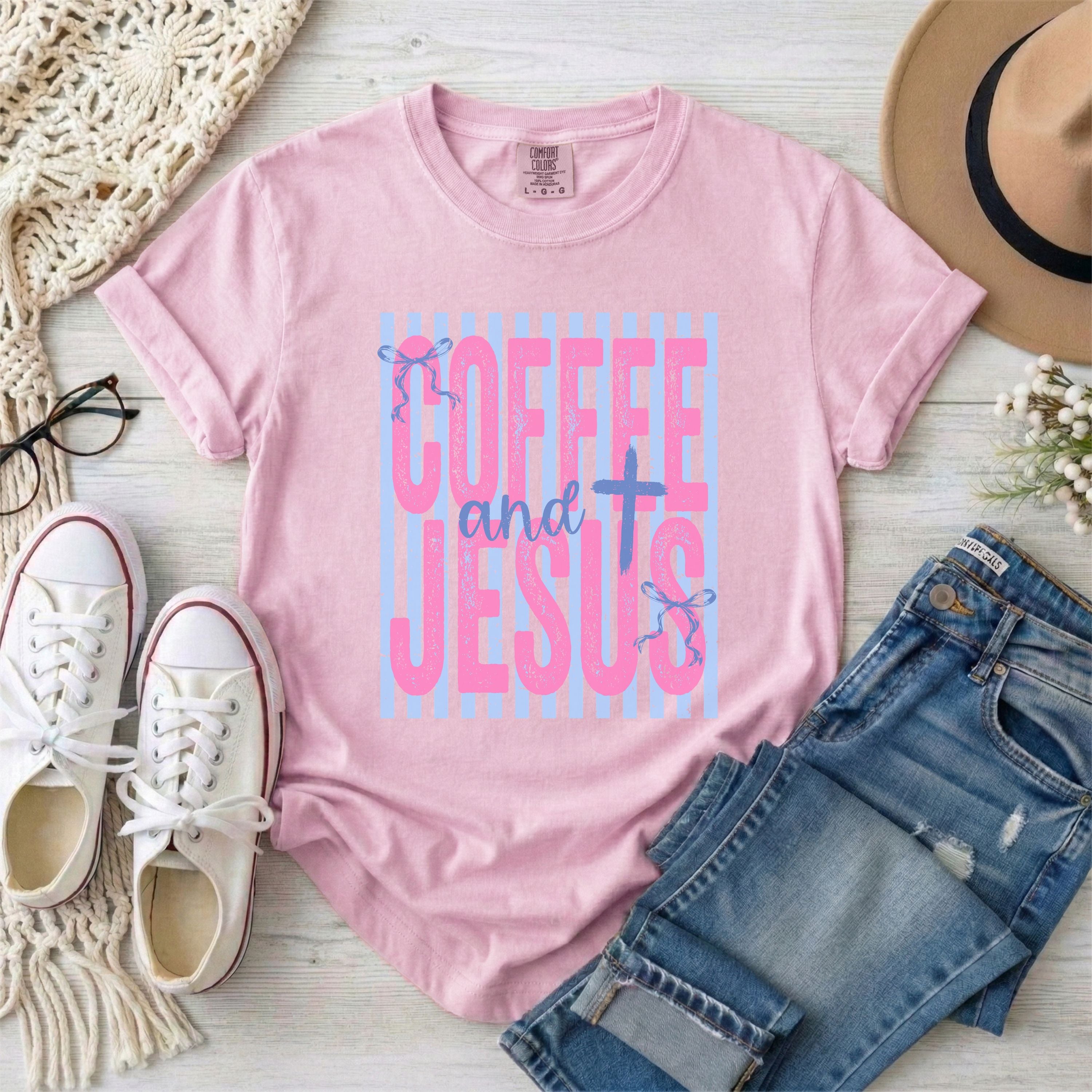 Coffee and Jesus Trendy Stripes T-Shirt