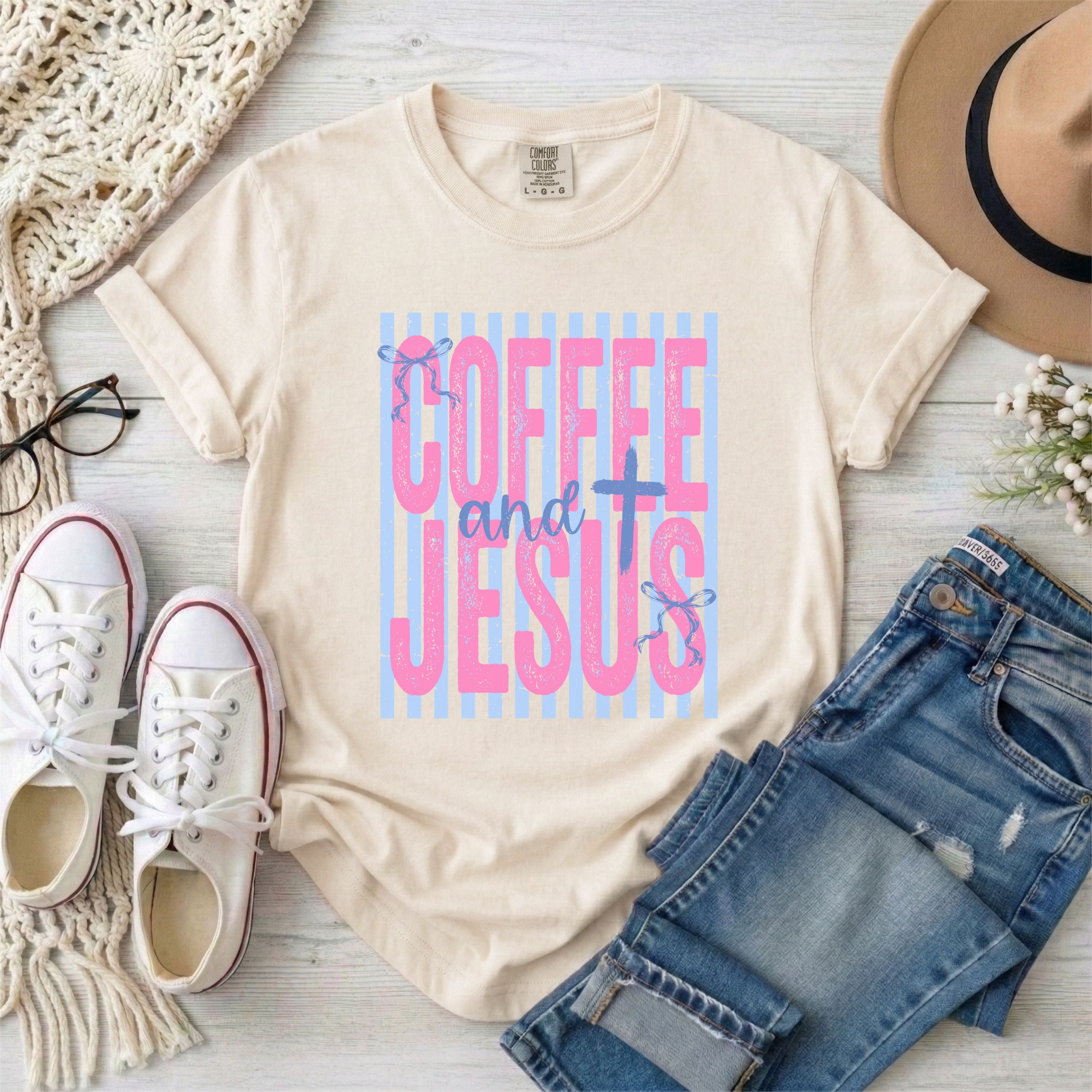 Coffee and Jesus Trendy Stripes T-Shirt