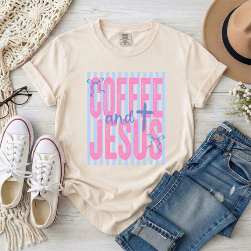 Coffee and Jesus Trendy Stripes T-Shirt