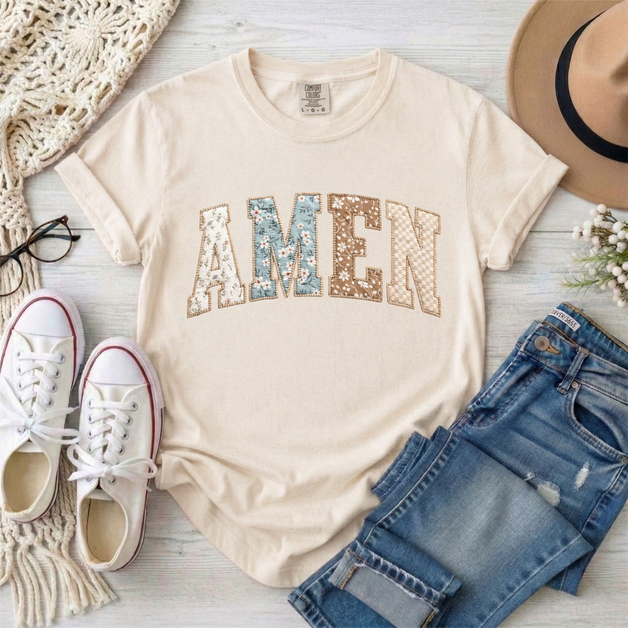 Amen Faux Patchwork T-Shirt