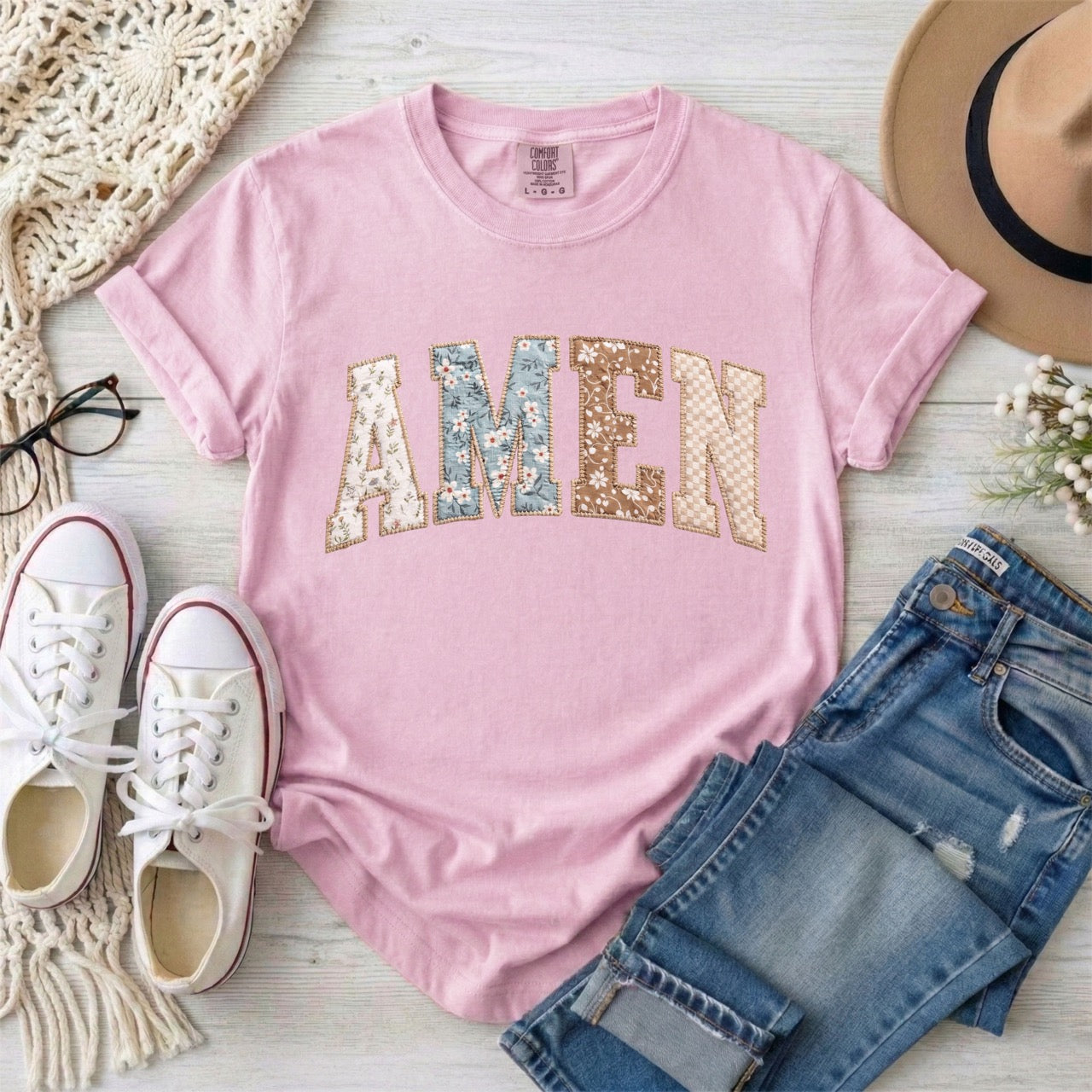 Amen Faux Patchwork T-Shirt