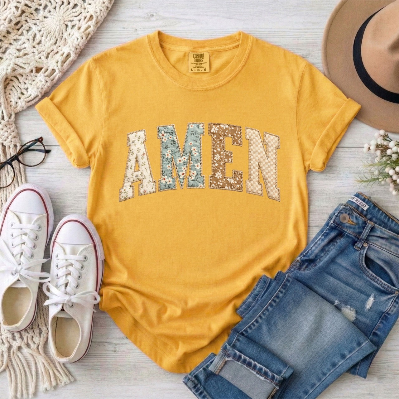 Amen Faux Patchwork T-Shirt
