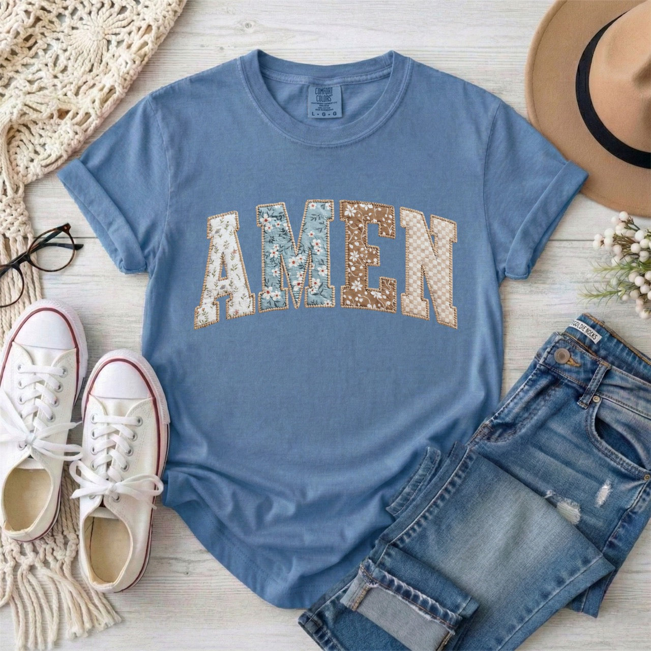Amen Faux Patchwork T-Shirt